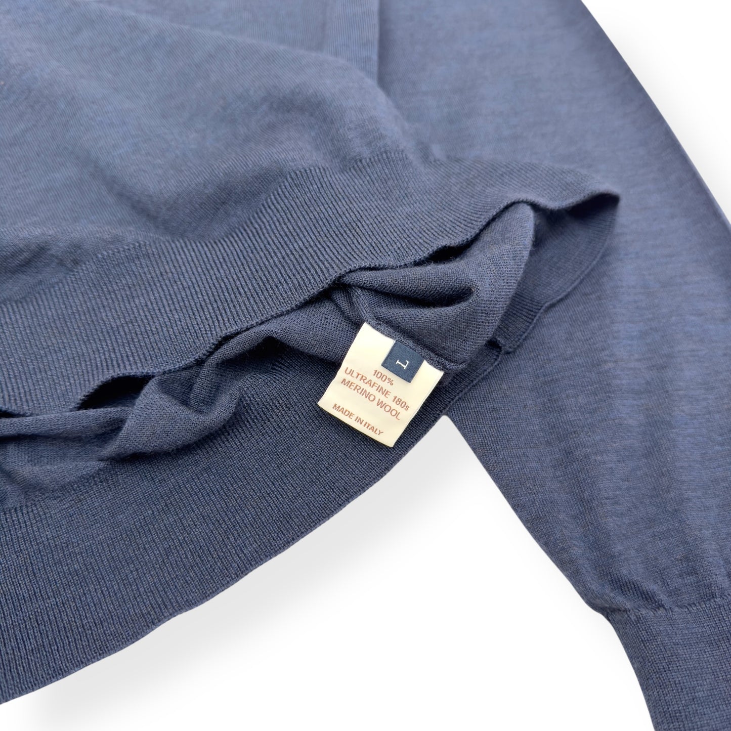 THOM SWEENEY MERINO WOOL BUTTONED POLO SHIRT BLUE L