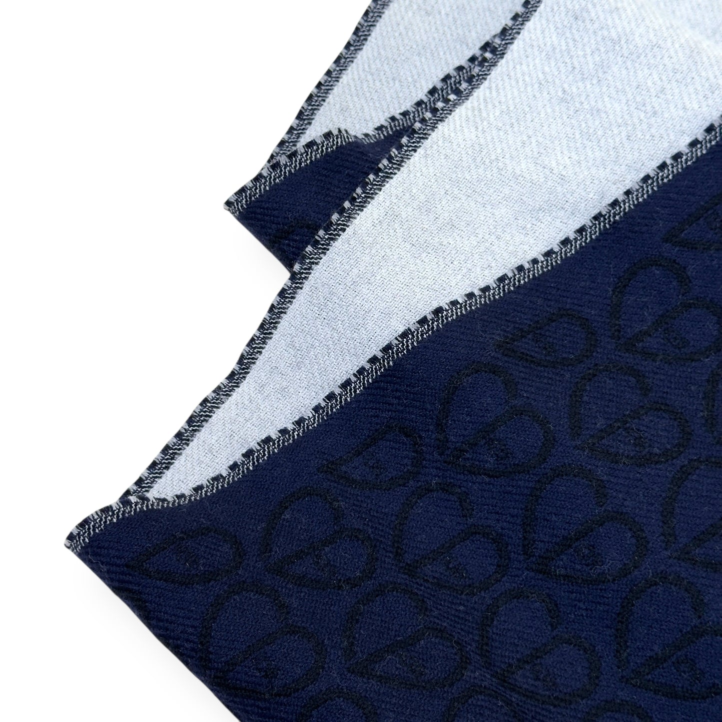 DIOR CD HEART PATTERN WOOL SCARF NAVY