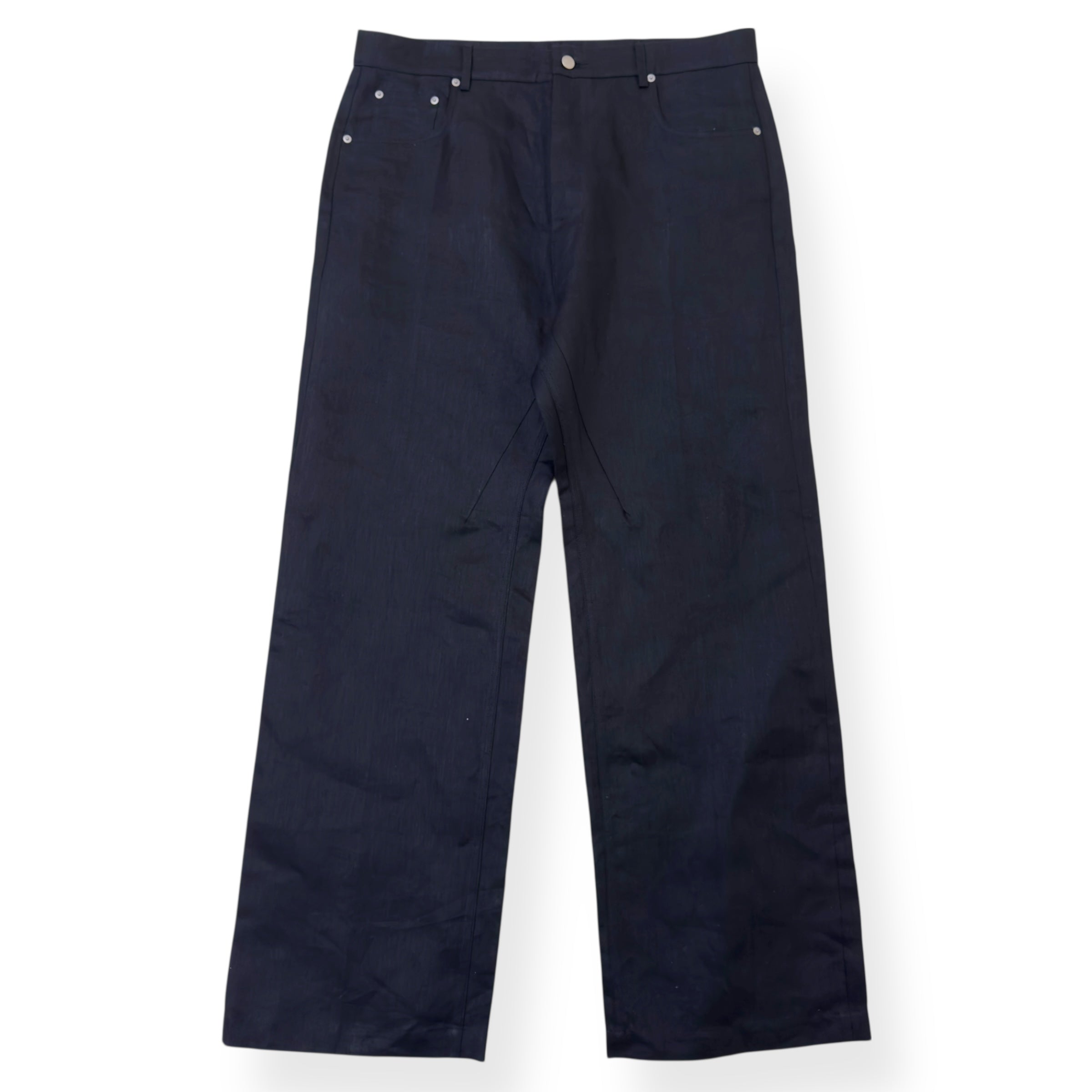 RICK OWENS SS25 HOLLYWOOD GETH LINEN TROUSERS BLACK W36”