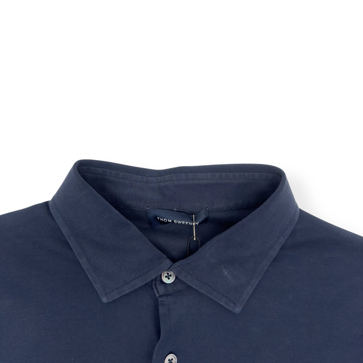 THOM SWEENEY SS23 BUTTON THROUGH POLO SHIRT NAVY XXL