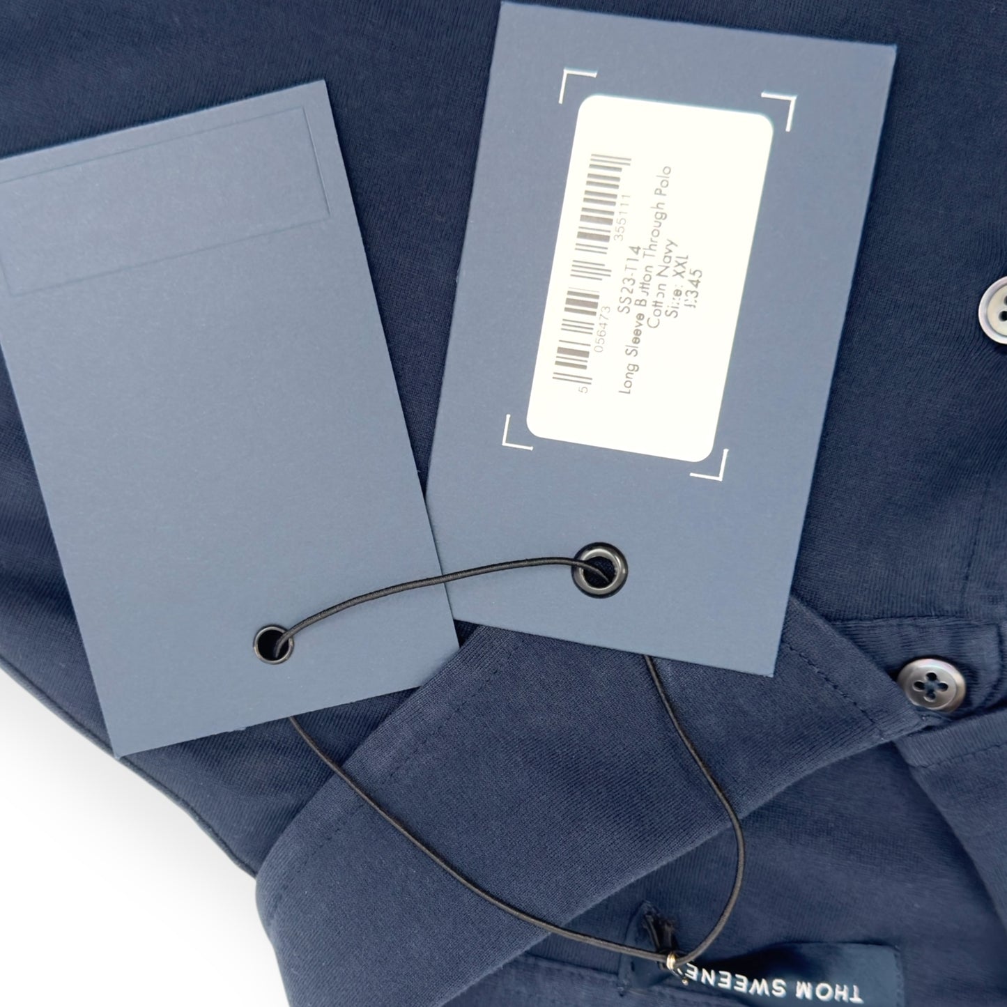 THOM SWEENEY SS23 BUTTON THROUGH POLO SHIRT NAVY XXL