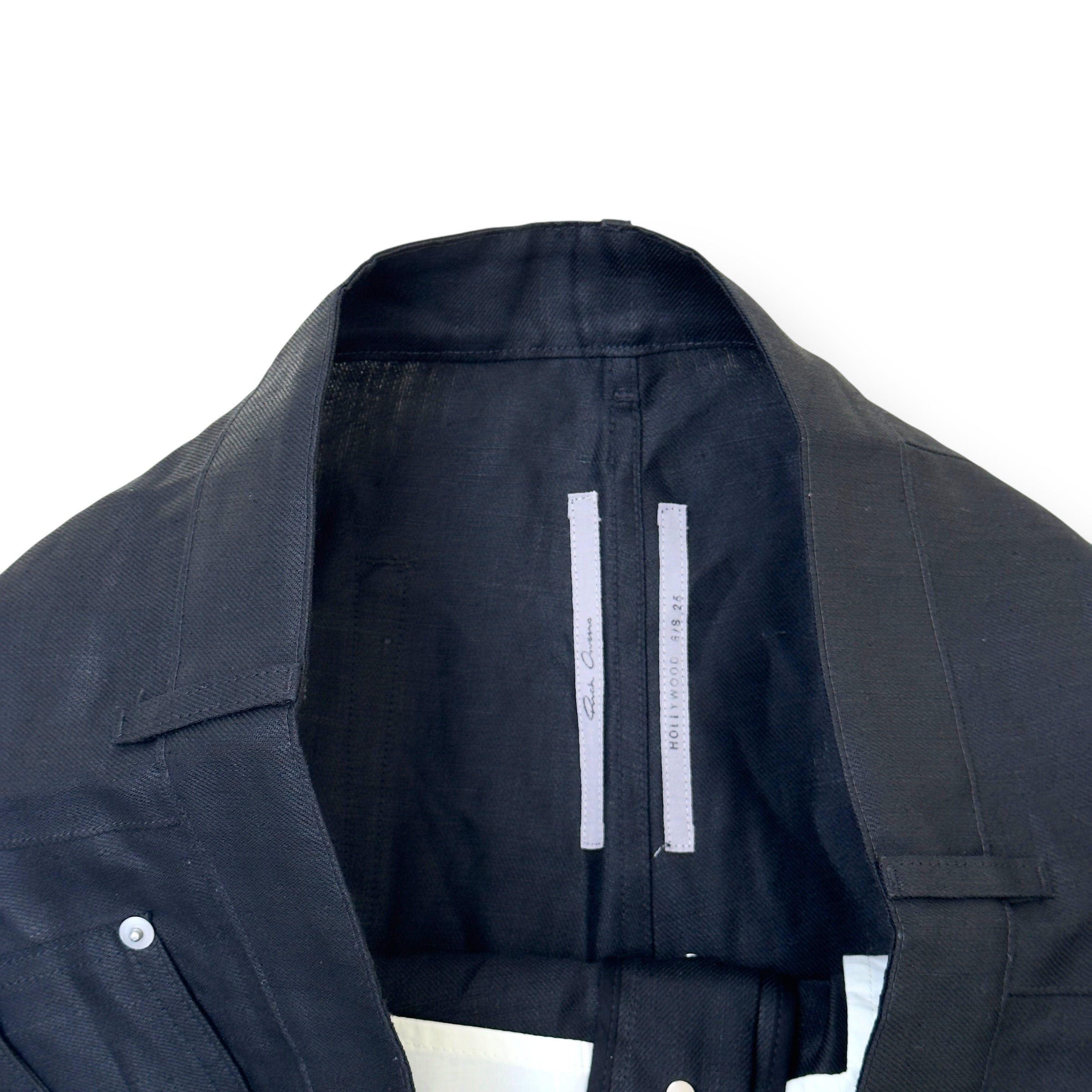 RICK OWENS SS25 HOLLYWOOD GETH LINEN TROUSERS BLACK W36”