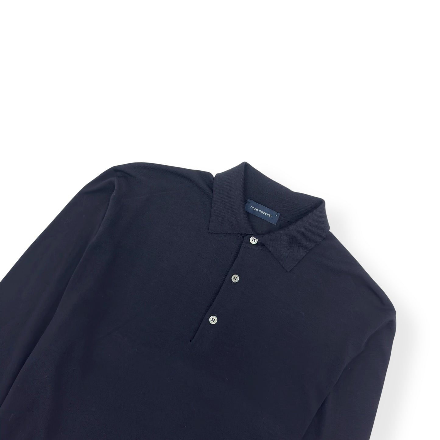THOM SWEENEY MERINO WOOL BUTTON UP POLO SHIRT BLACK L