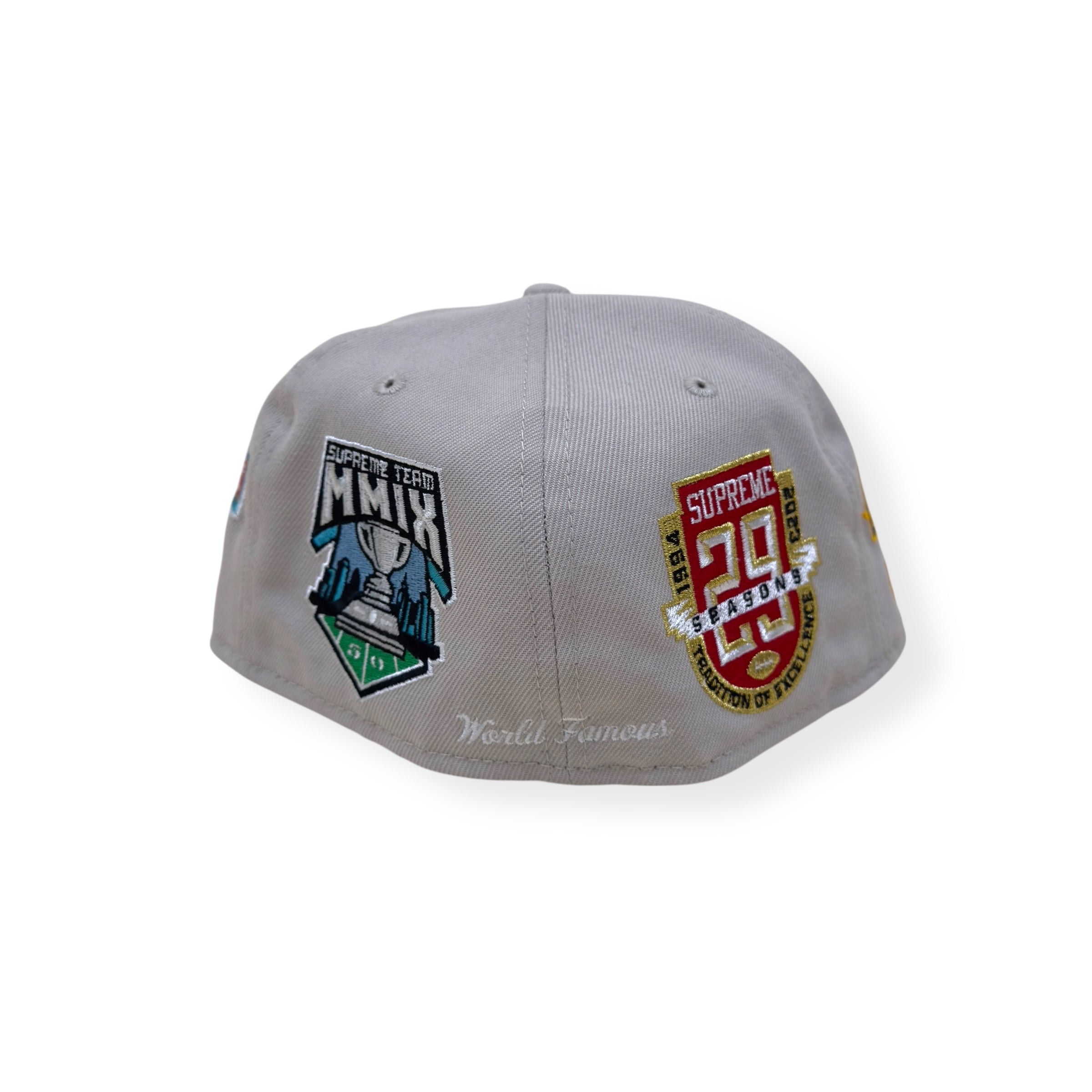 SUPREME CHAMPIONSHIP BOX LOGO NEW ERA FLAT CAP GREY / PURPLE