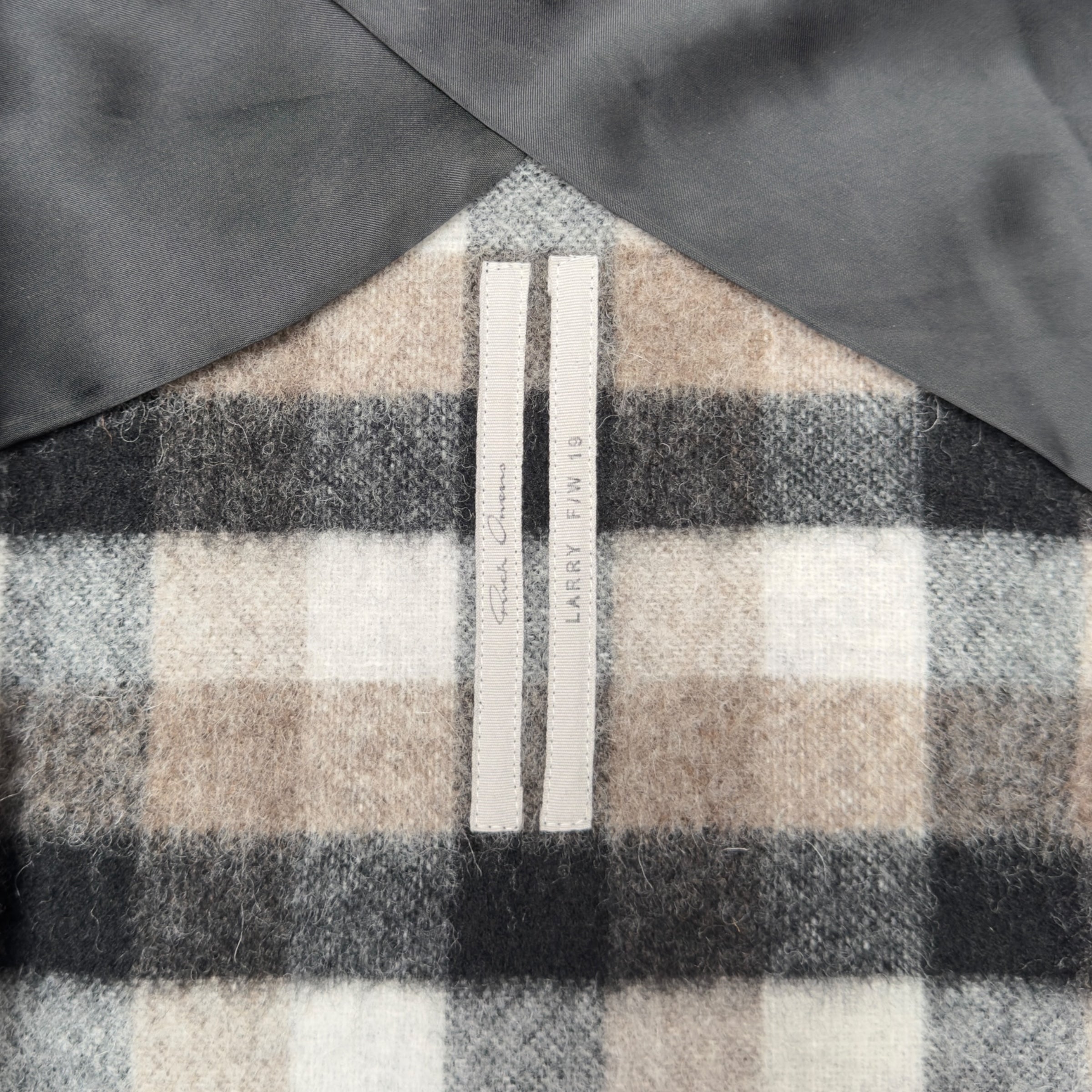 RICK OWENS AW19 ‘LARRY’ WOOL CHECKED JACKET BROWN 50 / M