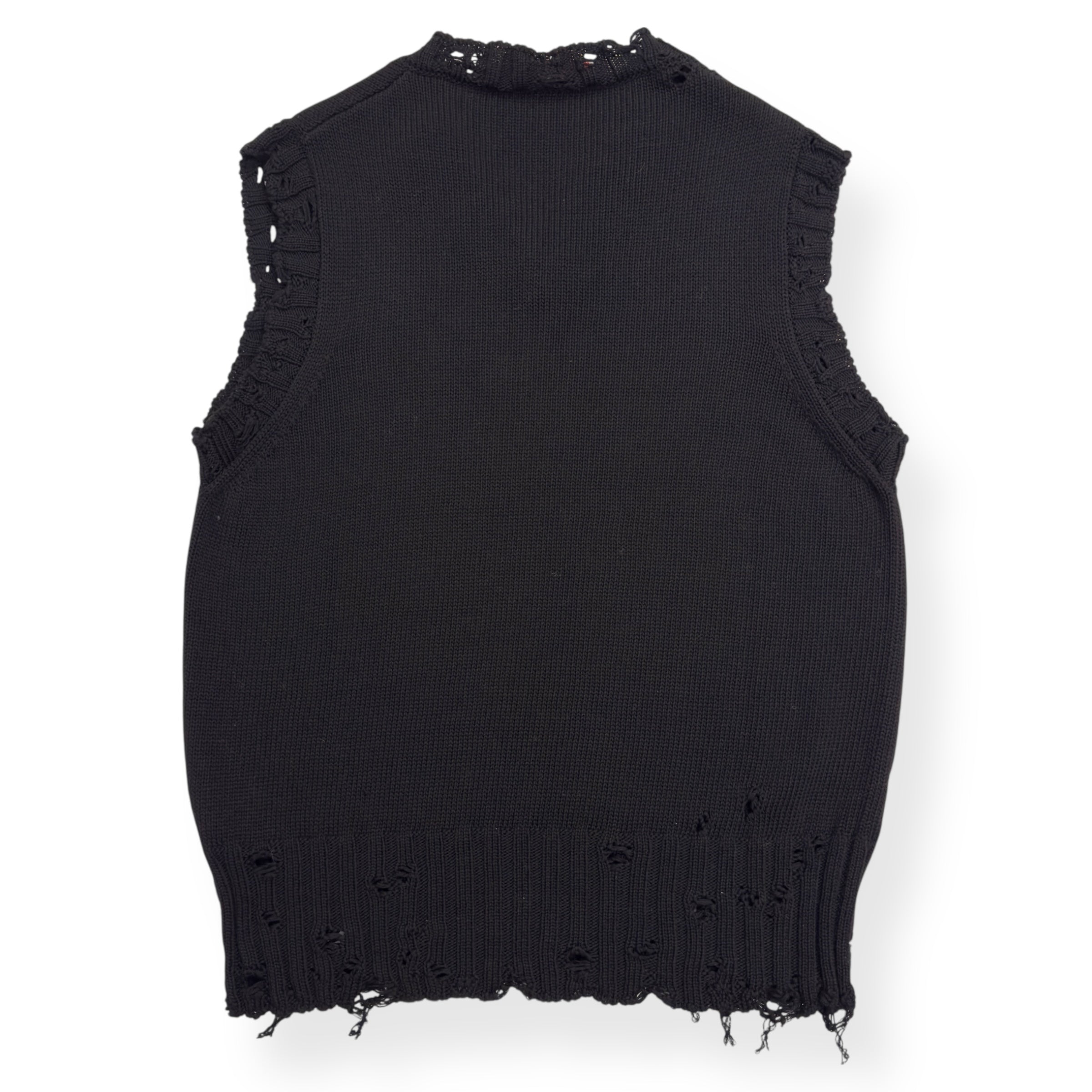 MARNI DISTRESSED KNIT VEST BLACK / WHITE 48 / S