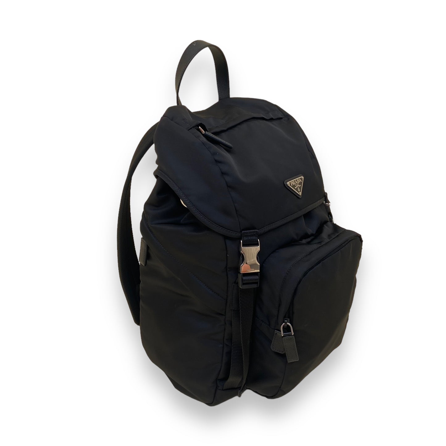 PRADA RE-NYLON AND SAFFIANO LEATHER BACKPACK BLACK