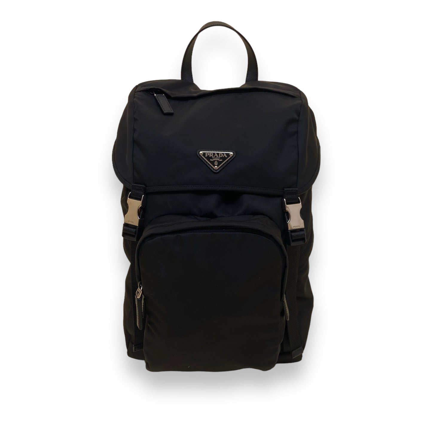 PRADA RE-NYLON AND SAFFIANO LEATHER BACKPACK BLACK