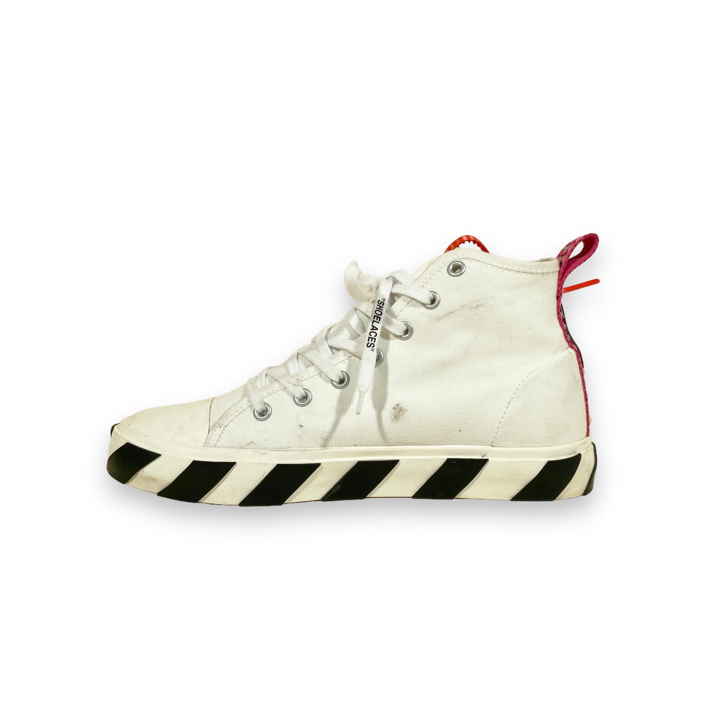 OFF WHITE ARROW PATCH HIGH TOP SNEAKERS WHITE UK10