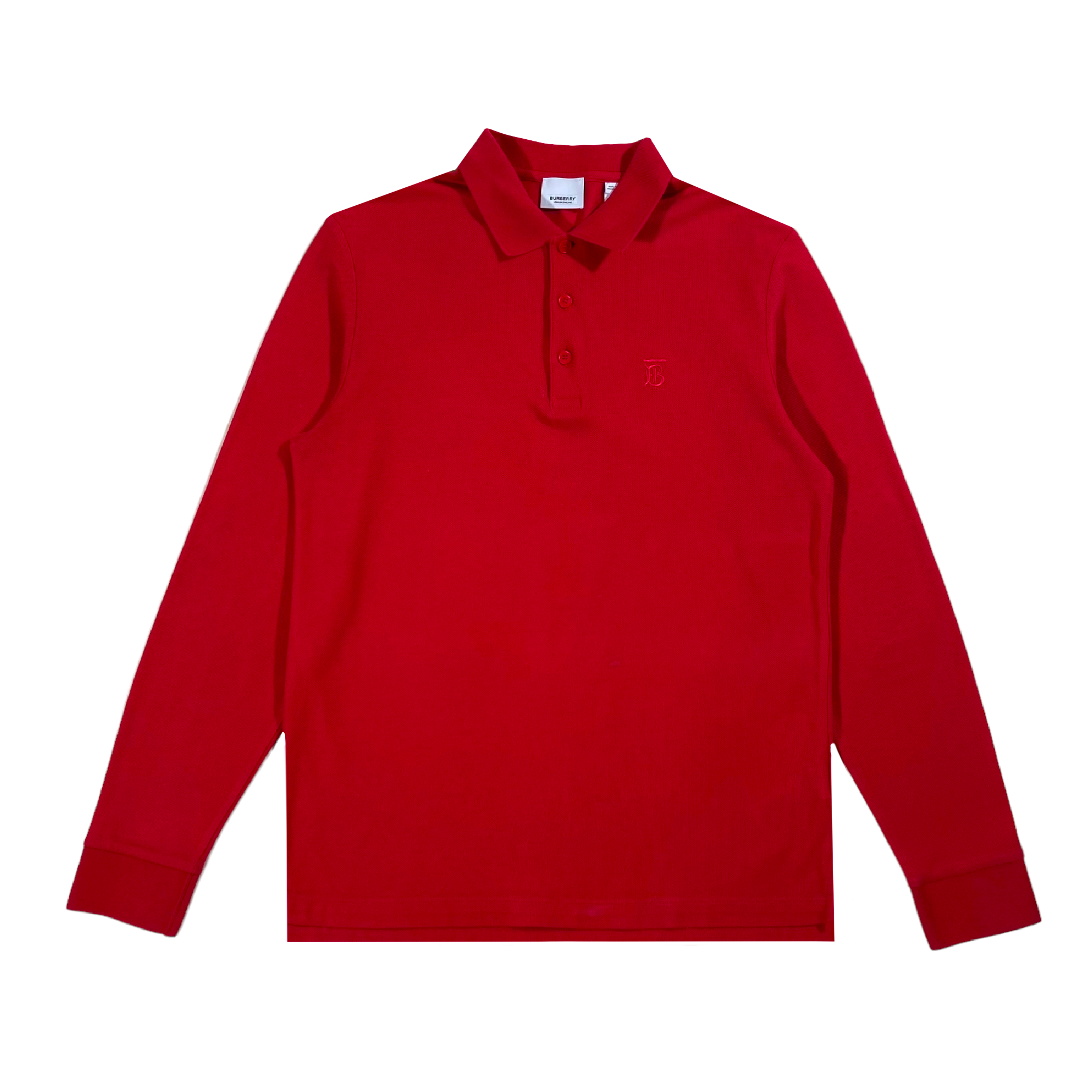 BURBERRY LONG SLEEVE POLO TOP RED M