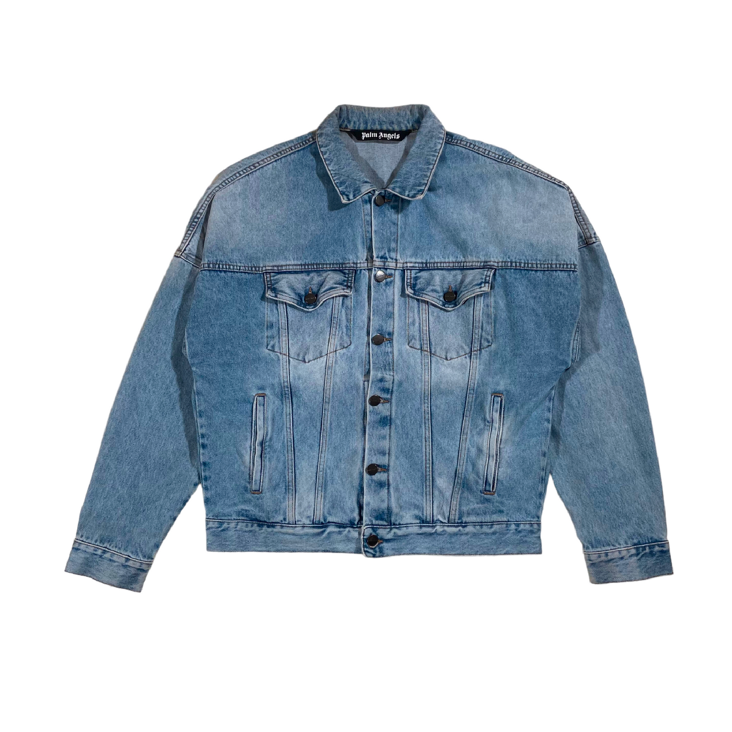 PALM ANGELS TEDDY DENIM JACKET BLUE M
