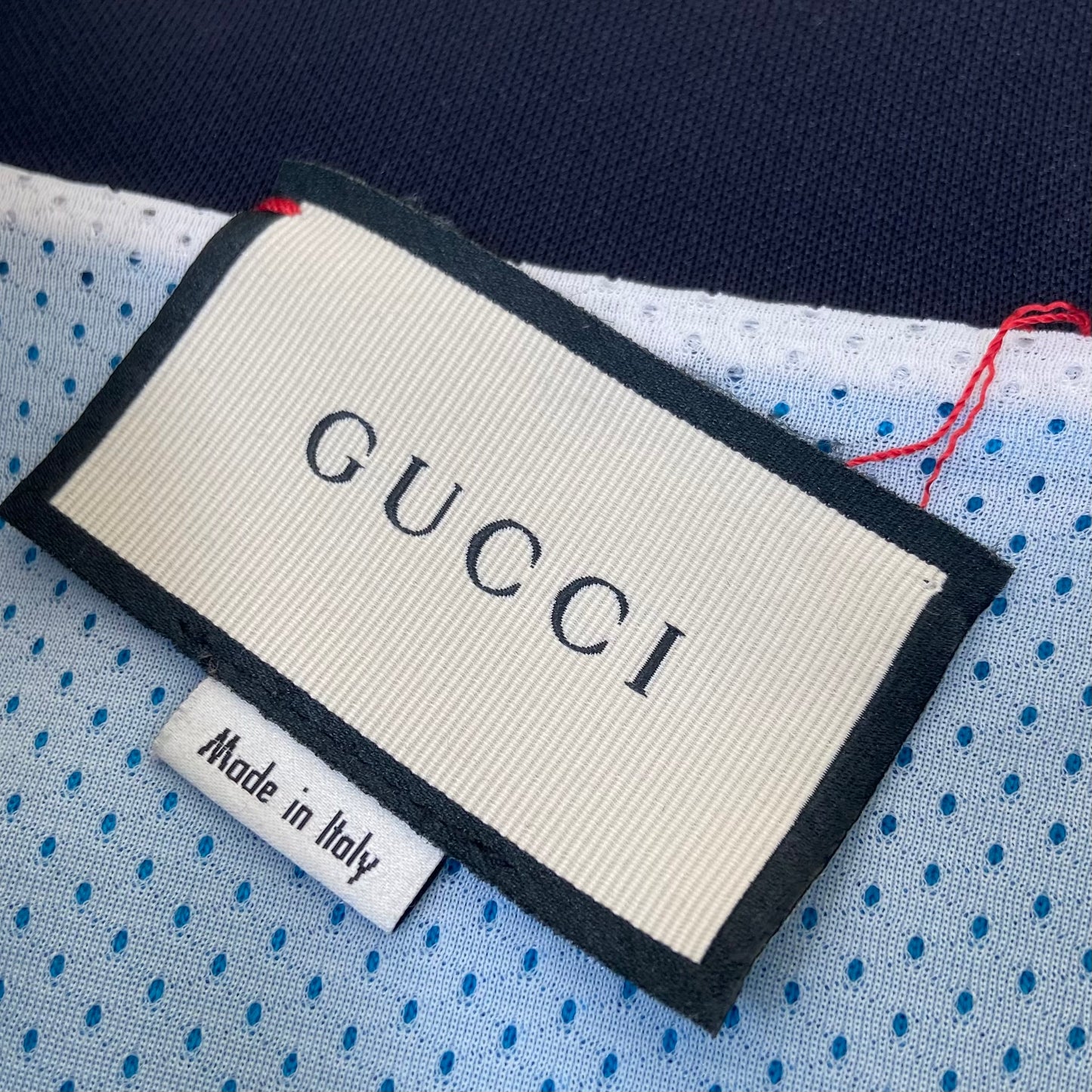 GUCCI TIGER PATCH TECHNICAL JERSEY JACKET BLUE M