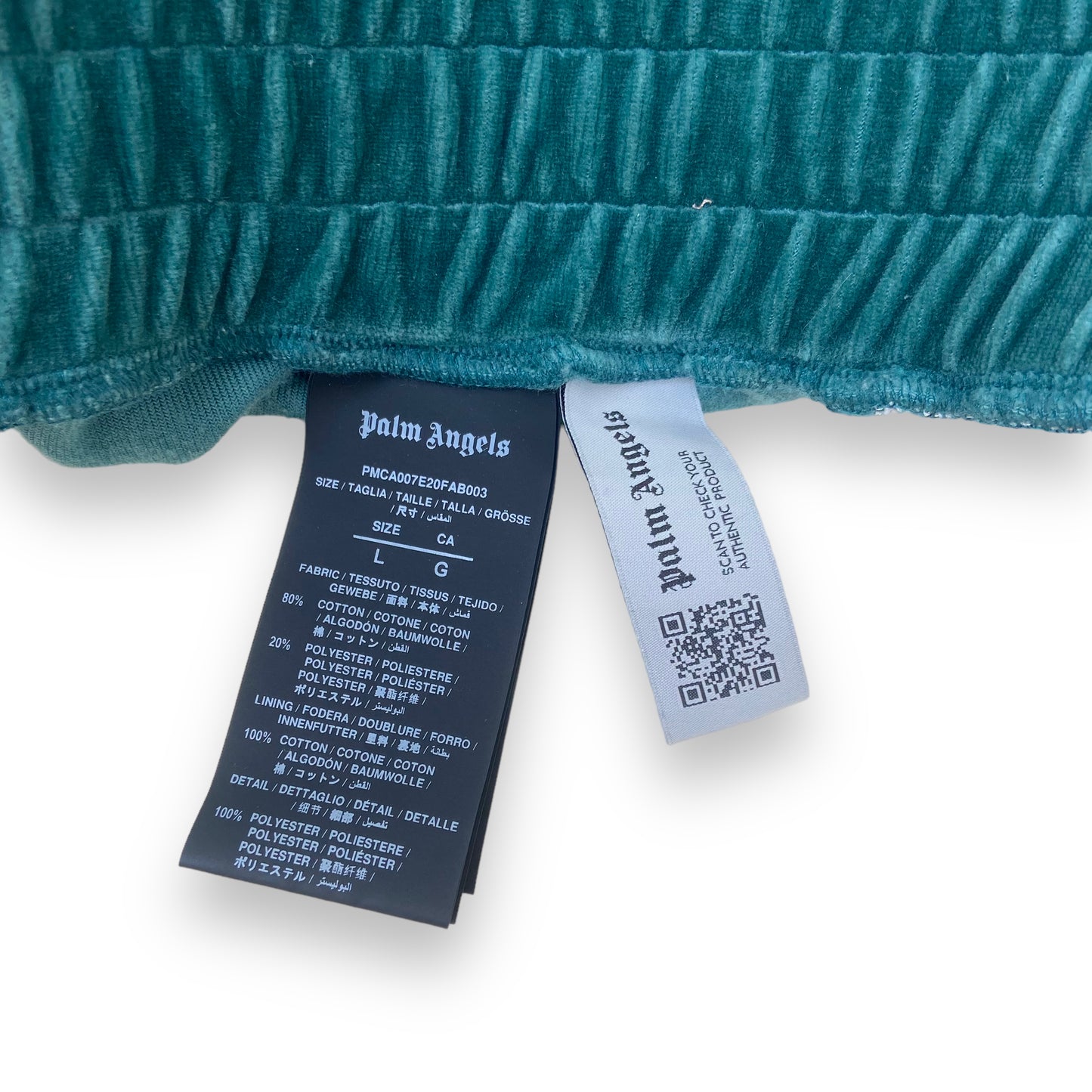 PALM ANGELS VELOUR SWEAT PANTS GREEN L