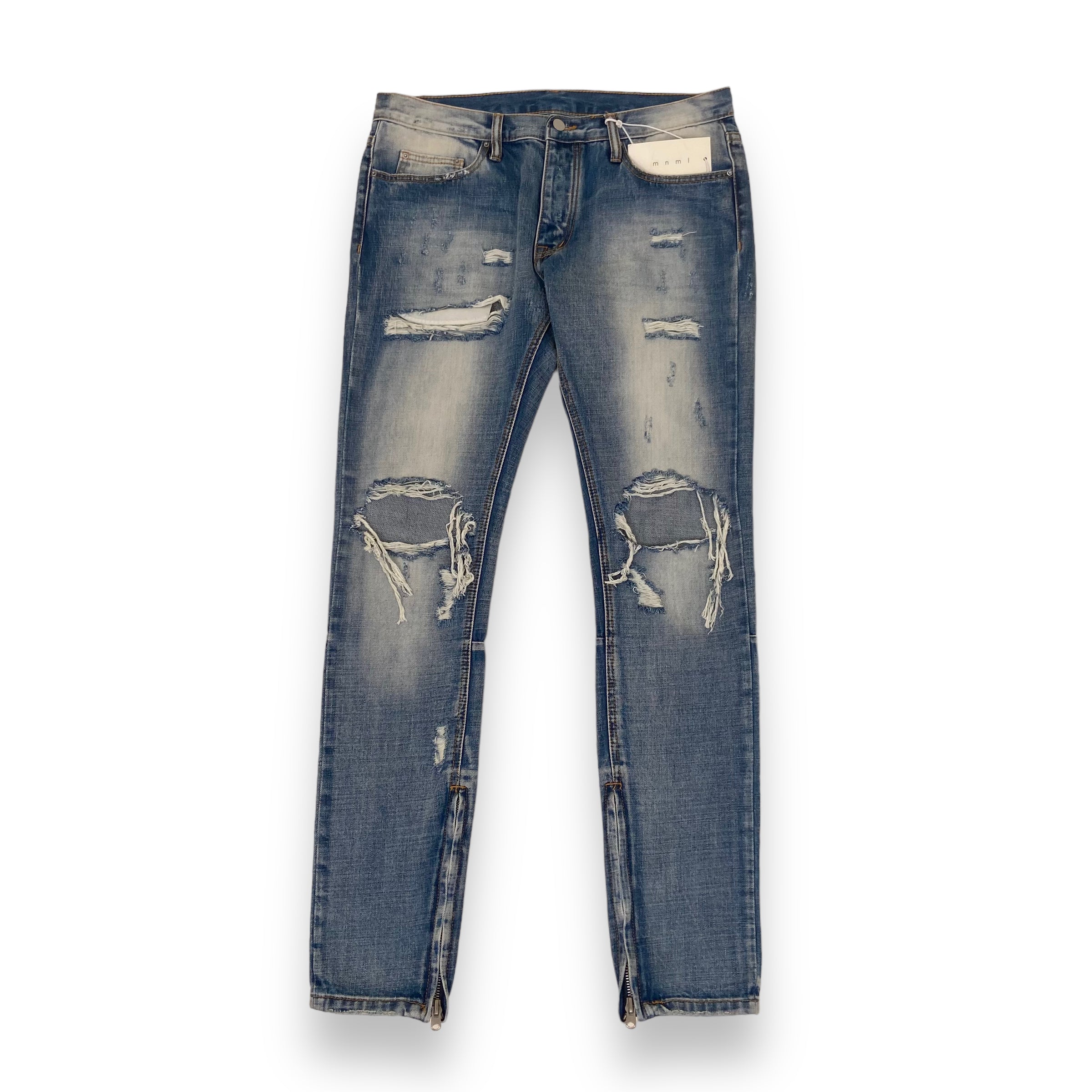 MNML DISTRESSED BLUE DENIM JEANS 34W