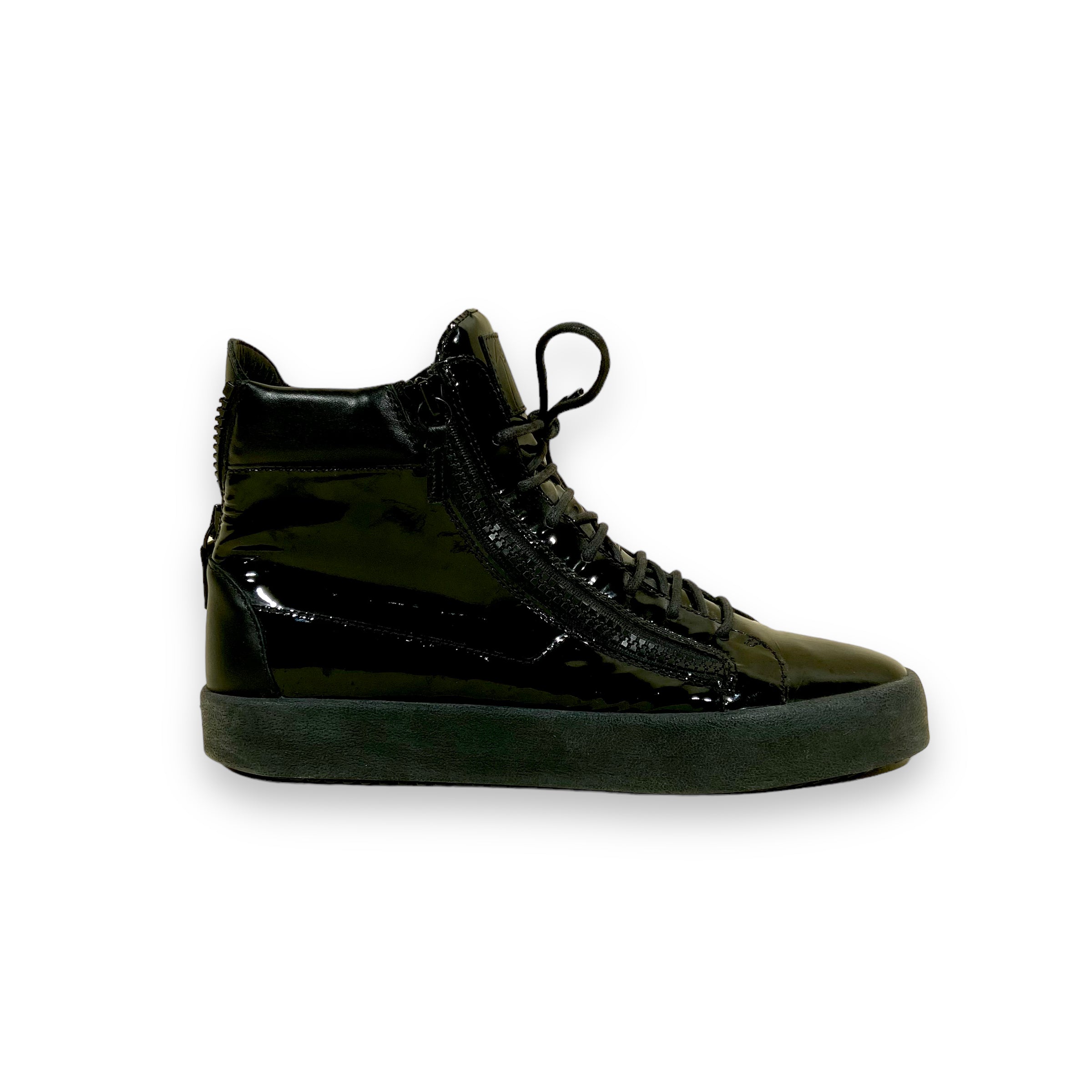 GIUSEPPE ZANOTTI BLACK HIGH TOP SNEAKERS UK10.5