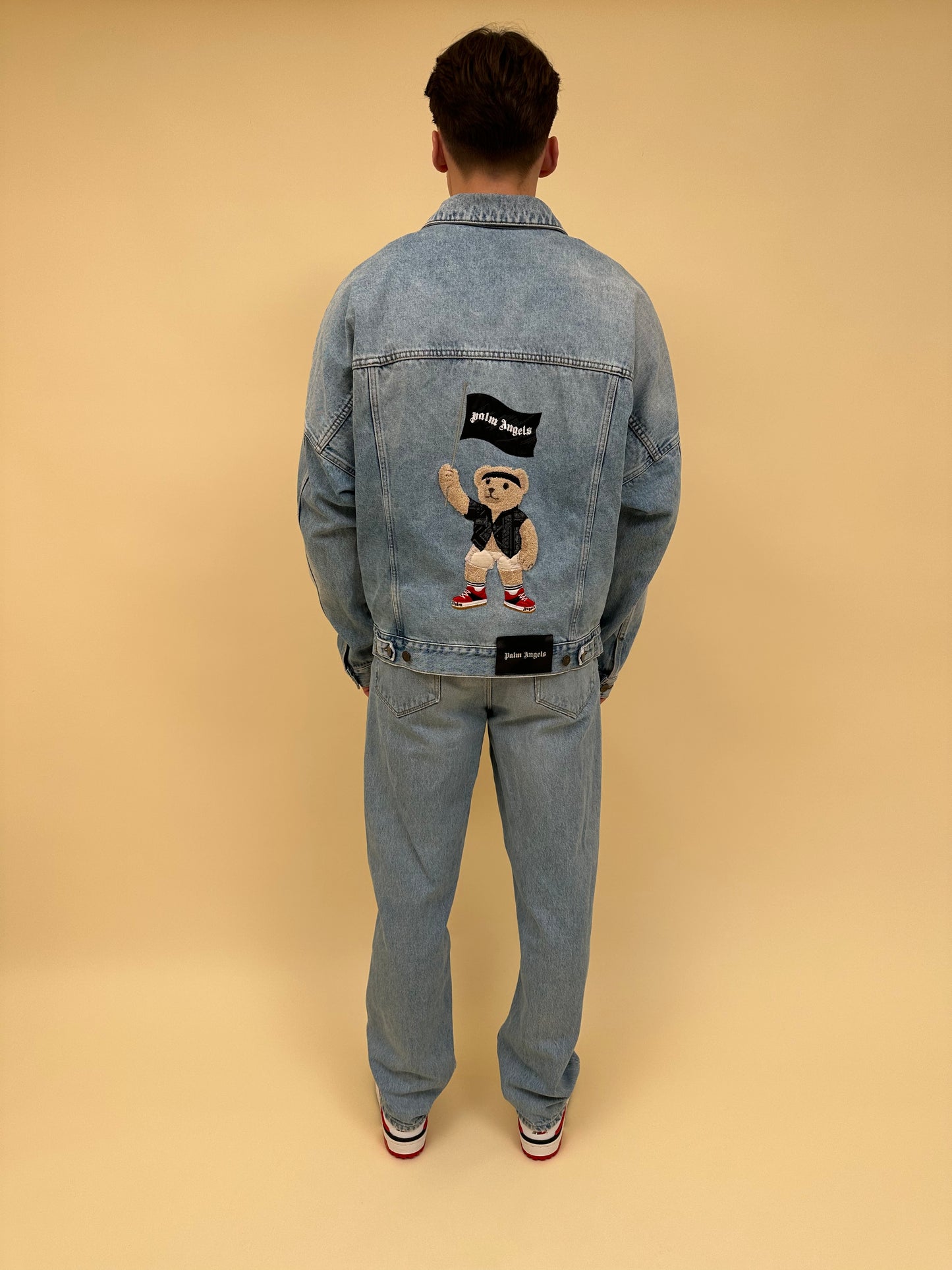 PALM ANGELS TEDDY DENIM JACKET BLUE M