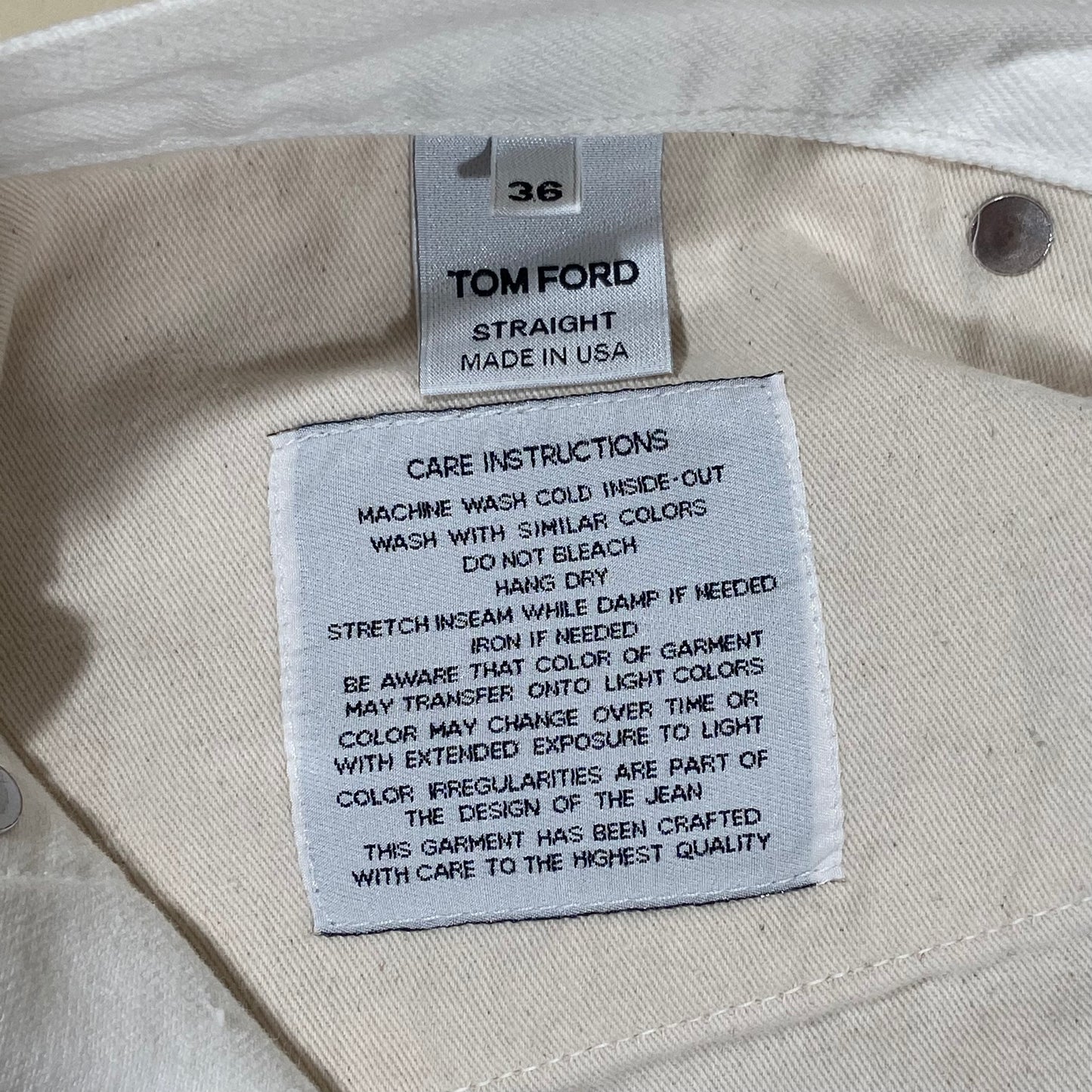 TOM FORD WHITE DENIM JEANS 36W