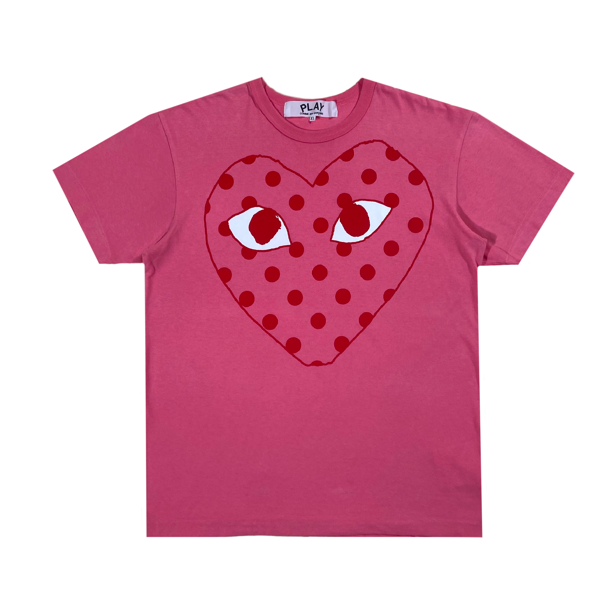 CDG PLAY HEART PRINT T-SHIRT PINK XL