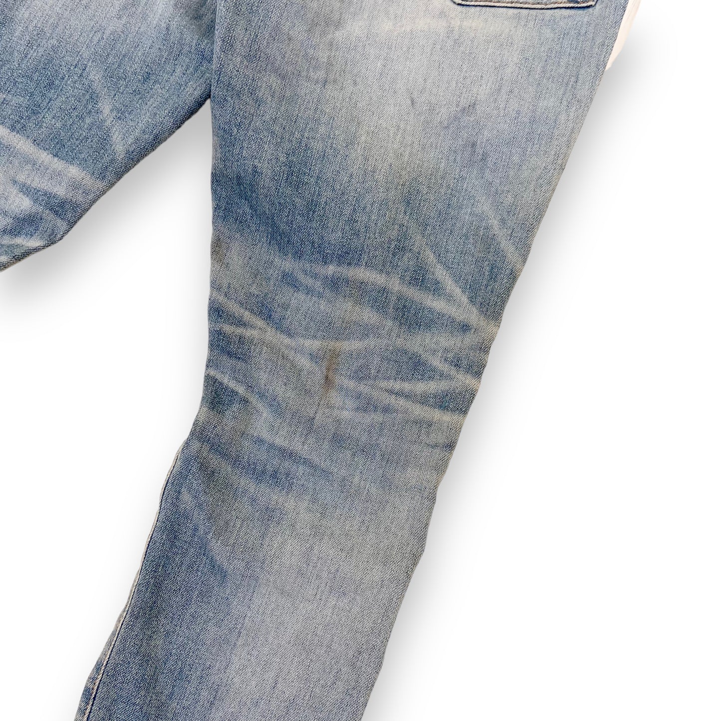 AMIRI DISTRESSED WHITE STRIPE JEANS BLUE 34W