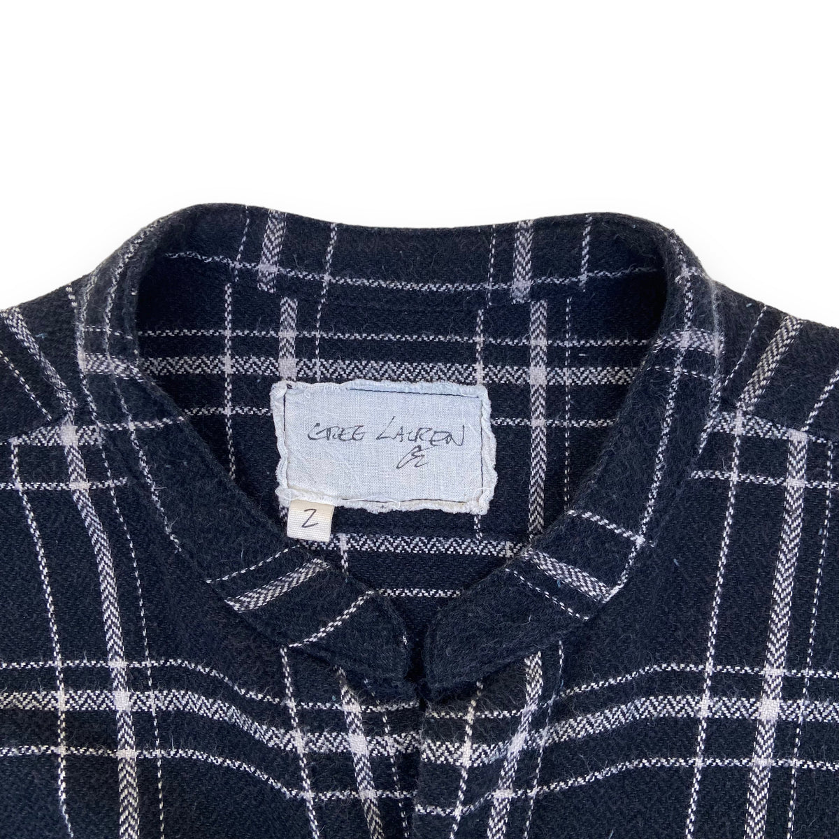 GREG LAUREN 50/50 PLAID/DENIM STUDIO SHIRT BLACK M
