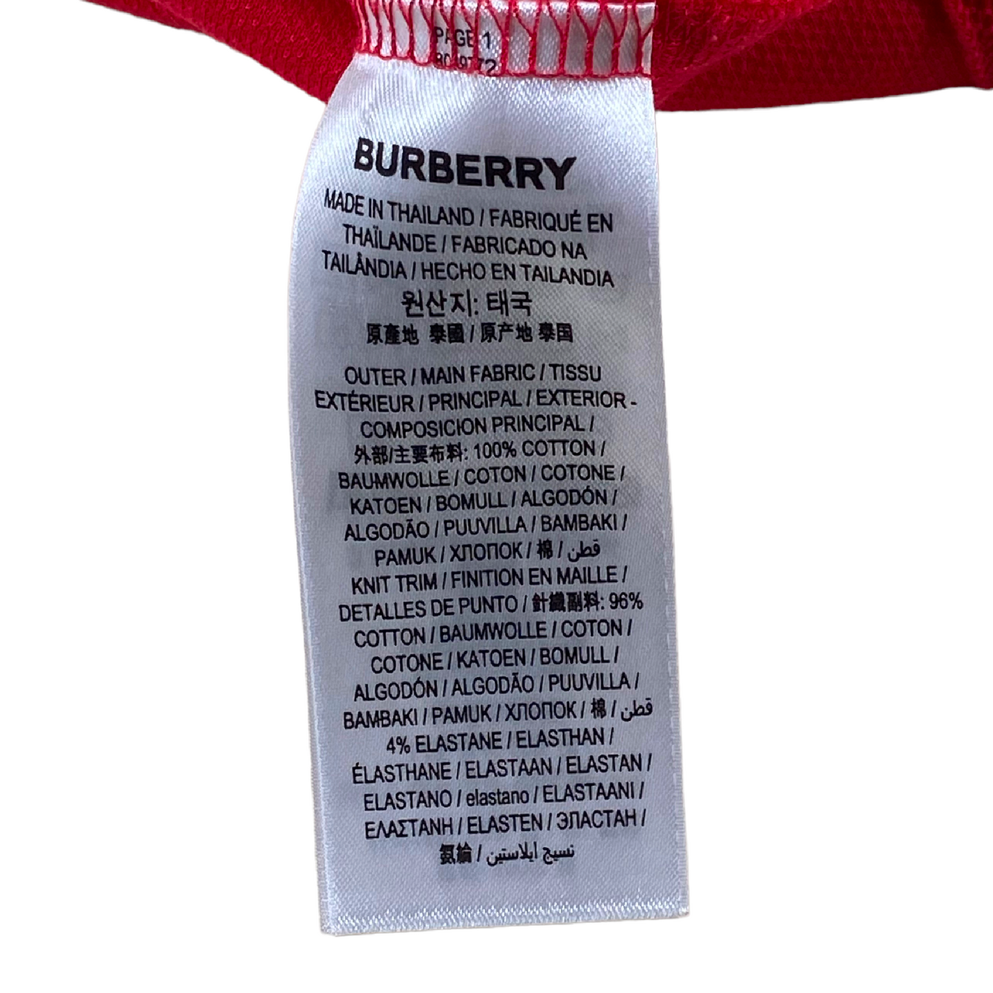 BURBERRY LONG SLEEVE POLO TOP RED M