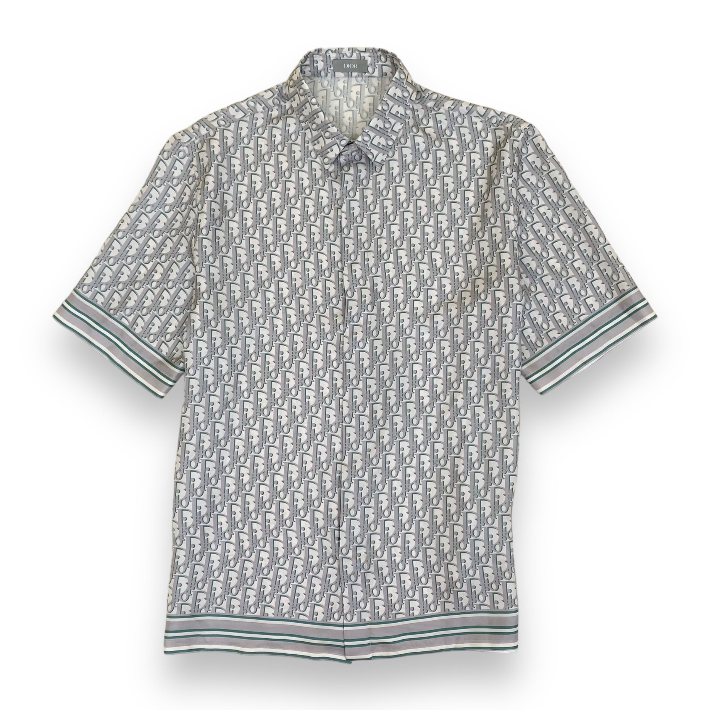 DIOR OBLIQUE SILK MONOGRAM SHIRT GREY M