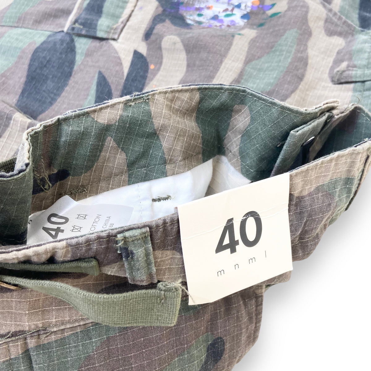 MNML FLARED PAINT CARGO PANTS GREEN 40W