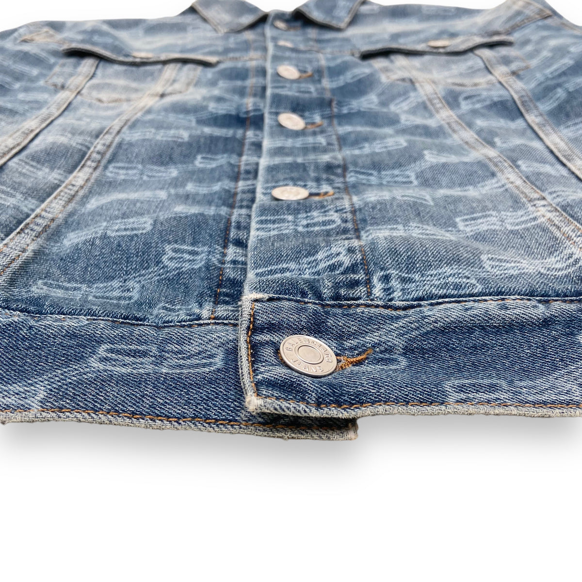 BALENCIAGA LOGO PRINT DENIM JACKET BLUE S