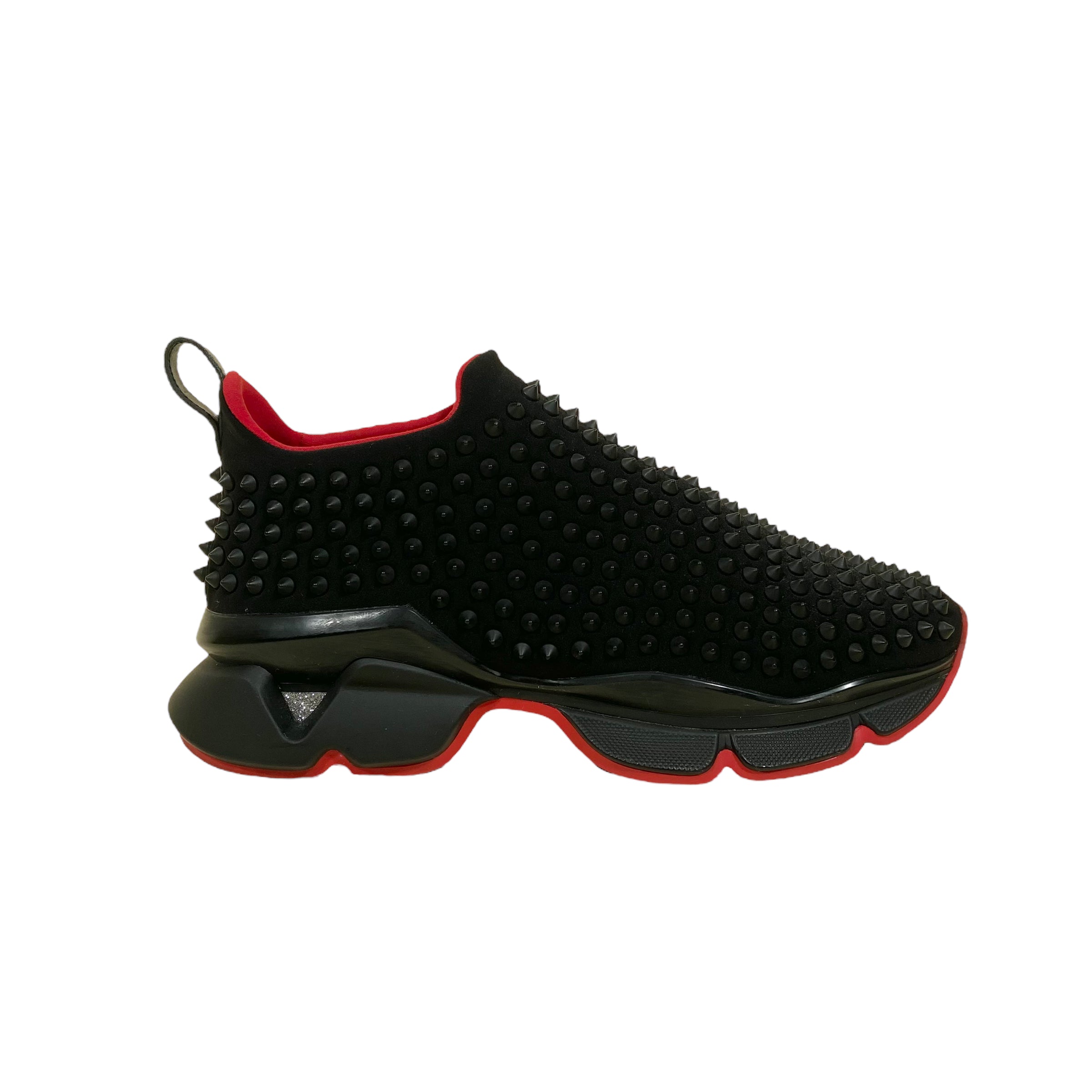 CHRISTIAN LOUBOUTIN DONNA SPIKE SOCK SNEAKERS BLACK UK6