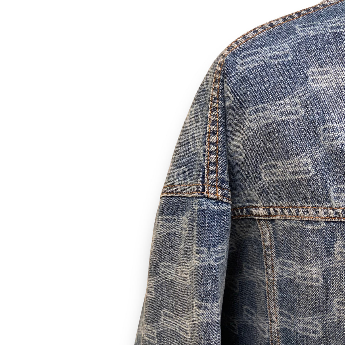 BALENCIAGA LOGO PRINT DENIM JACKET BLUE S