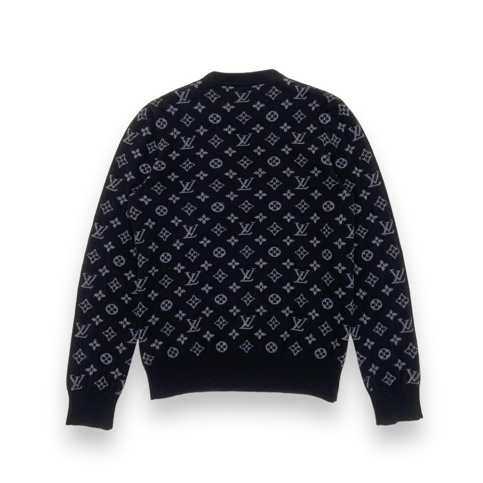 Louis Vuitton Black Monogram Patterned Cashmere & Silk Knit Jumper