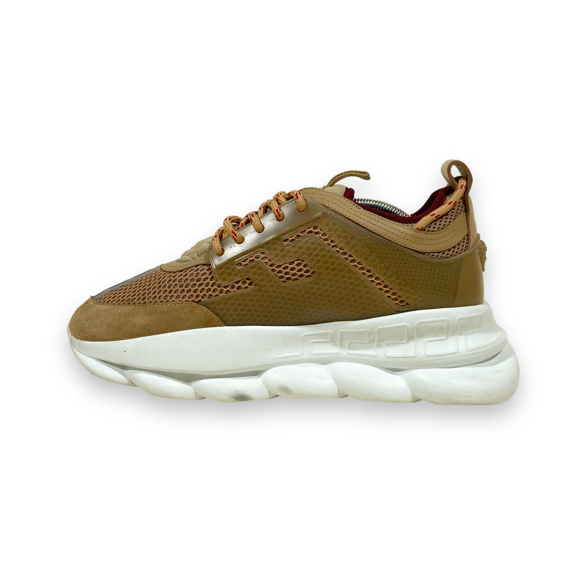 VERSACE CHAIN REACTION SNEAKERS CARAMEL UK9
