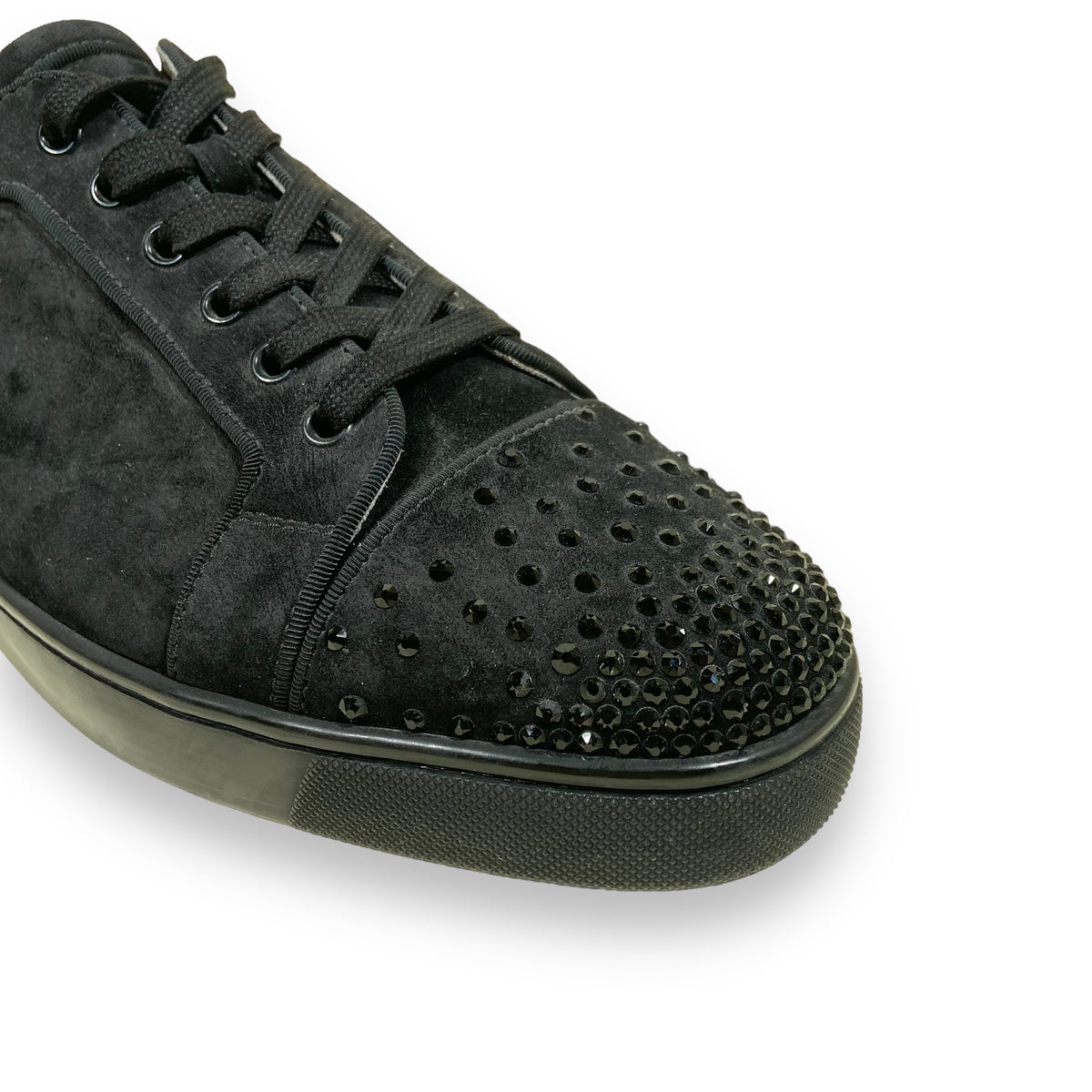 CHRISTIAN LOUBOUTIN SUEDE LOW TOP SNEAKERS BLACK UK11