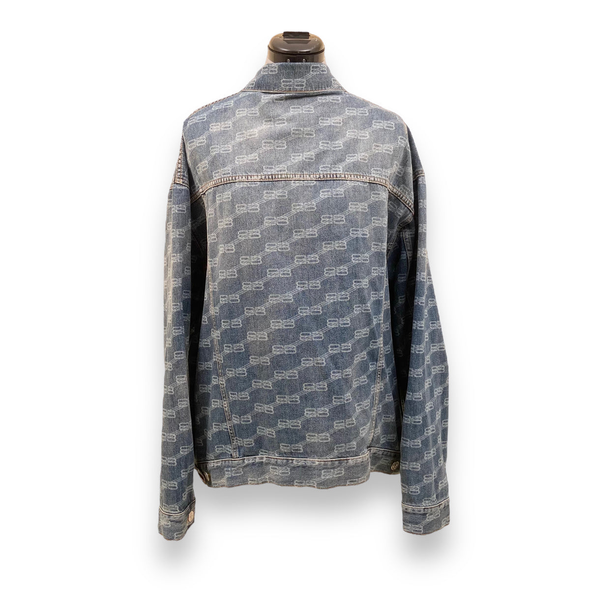 BALENCIAGA LOGO PRINT DENIM JACKET BLUE S