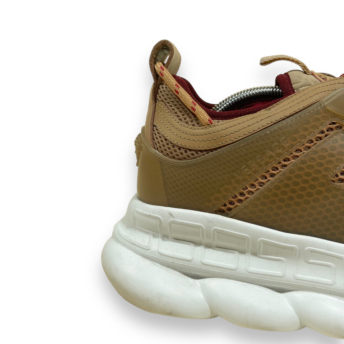 VERSACE CHAIN REACTION SNEAKERS CARAMEL UK9