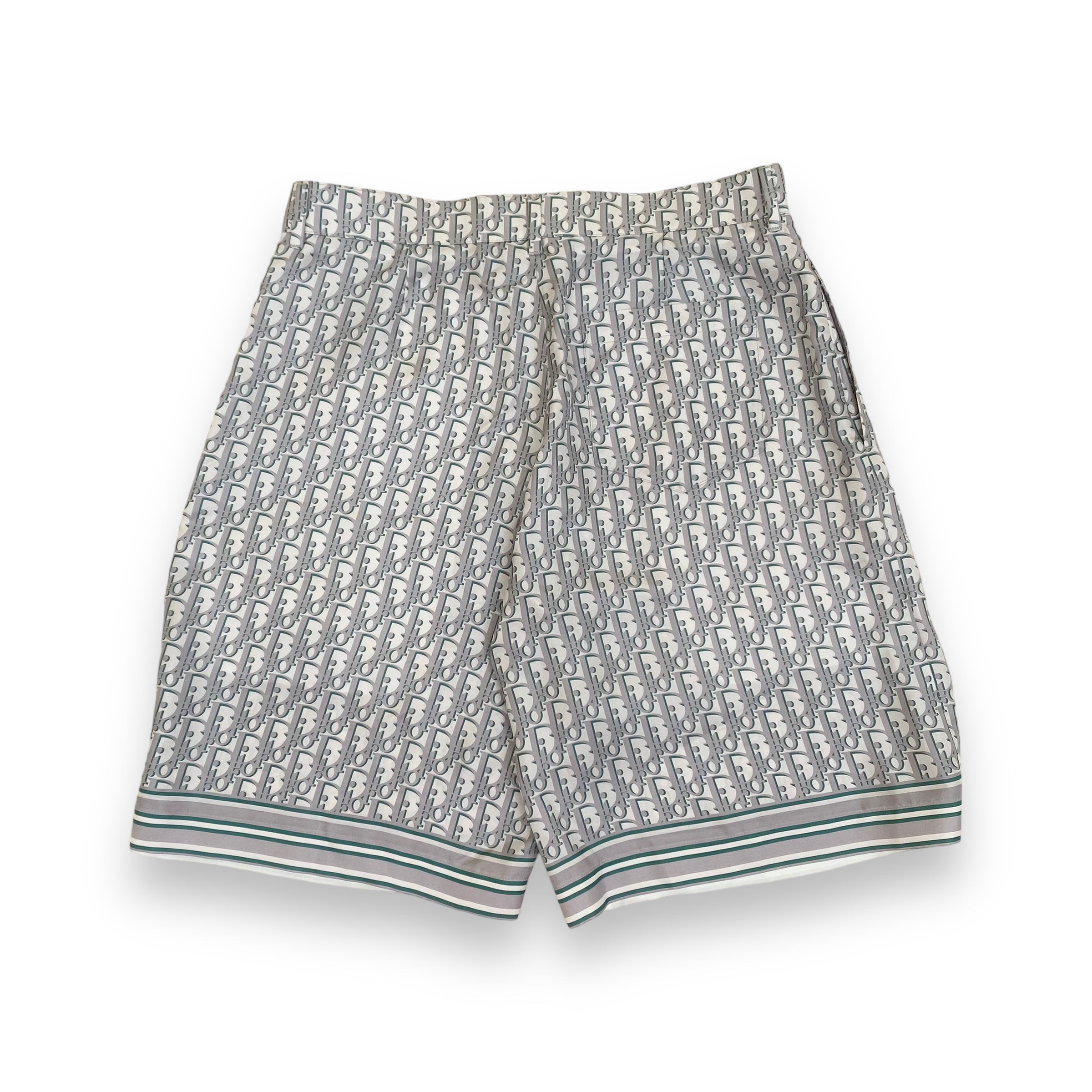 DIOR OBLIQUE BERMUDA SILK MONOGRAM SHORTS GREY M