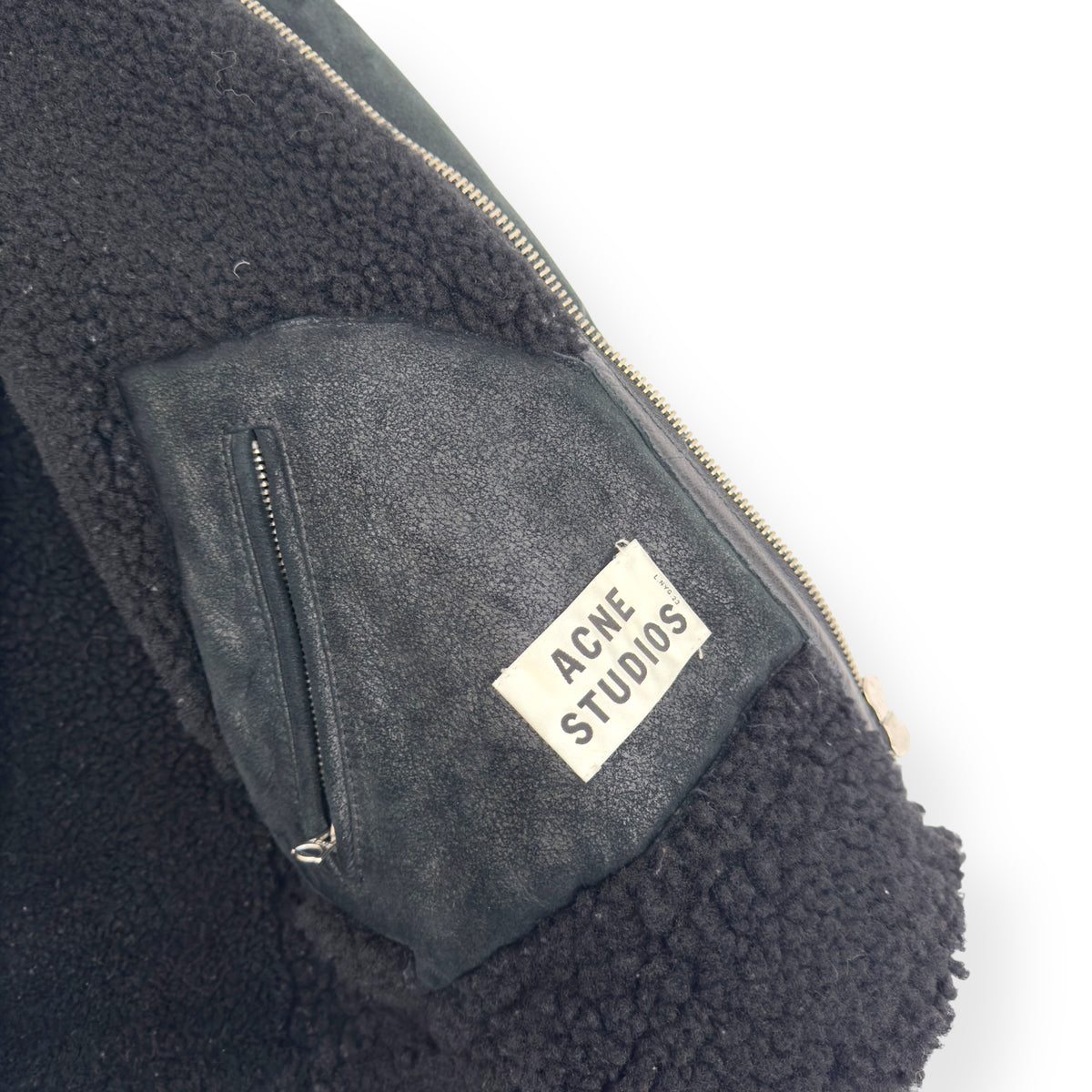 ACNE STUDIOS SHEARLING-LINED FULL-GRAIN LEATHER JACKET BLACK S