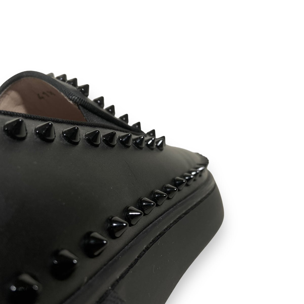 CHRISTIAN LOUBOUTIN PIK LEATHER BOAT SHOES BLACK UK7.5