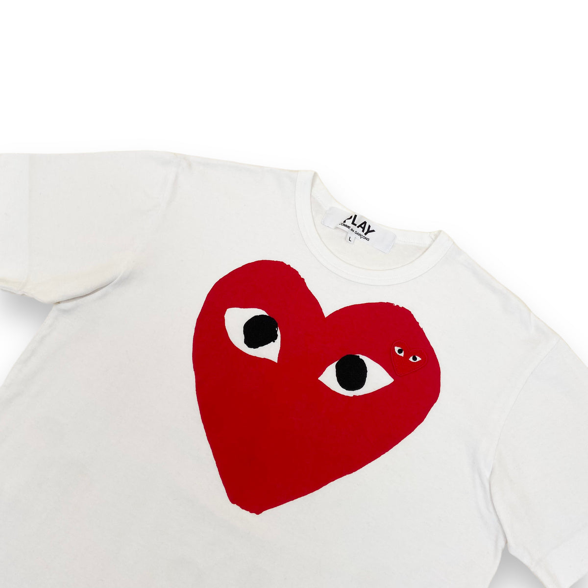 CDG PLAY HEART T-SHIRT WHITE L
