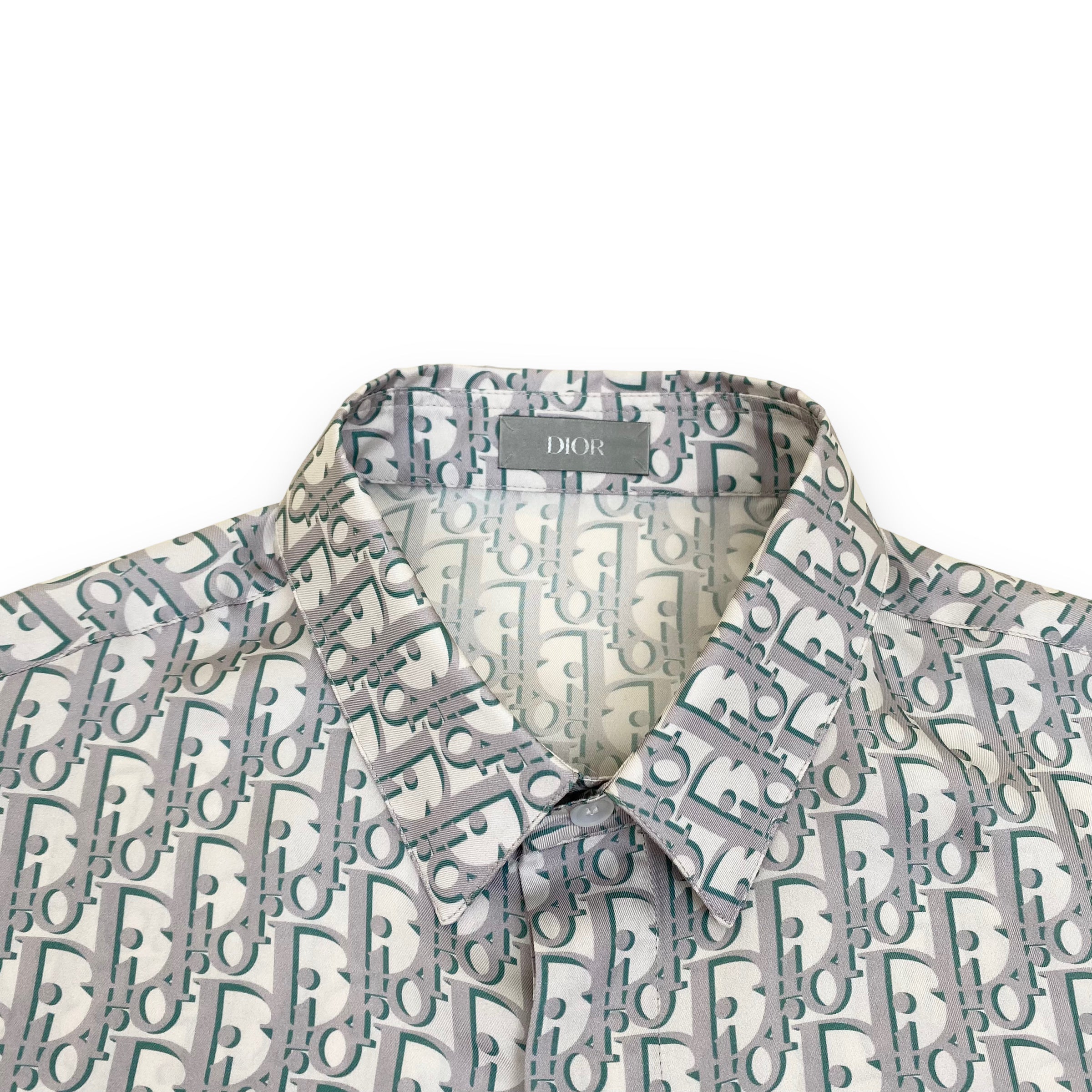 DIOR OBLIQUE SILK MONOGRAM SHIRT GREY M