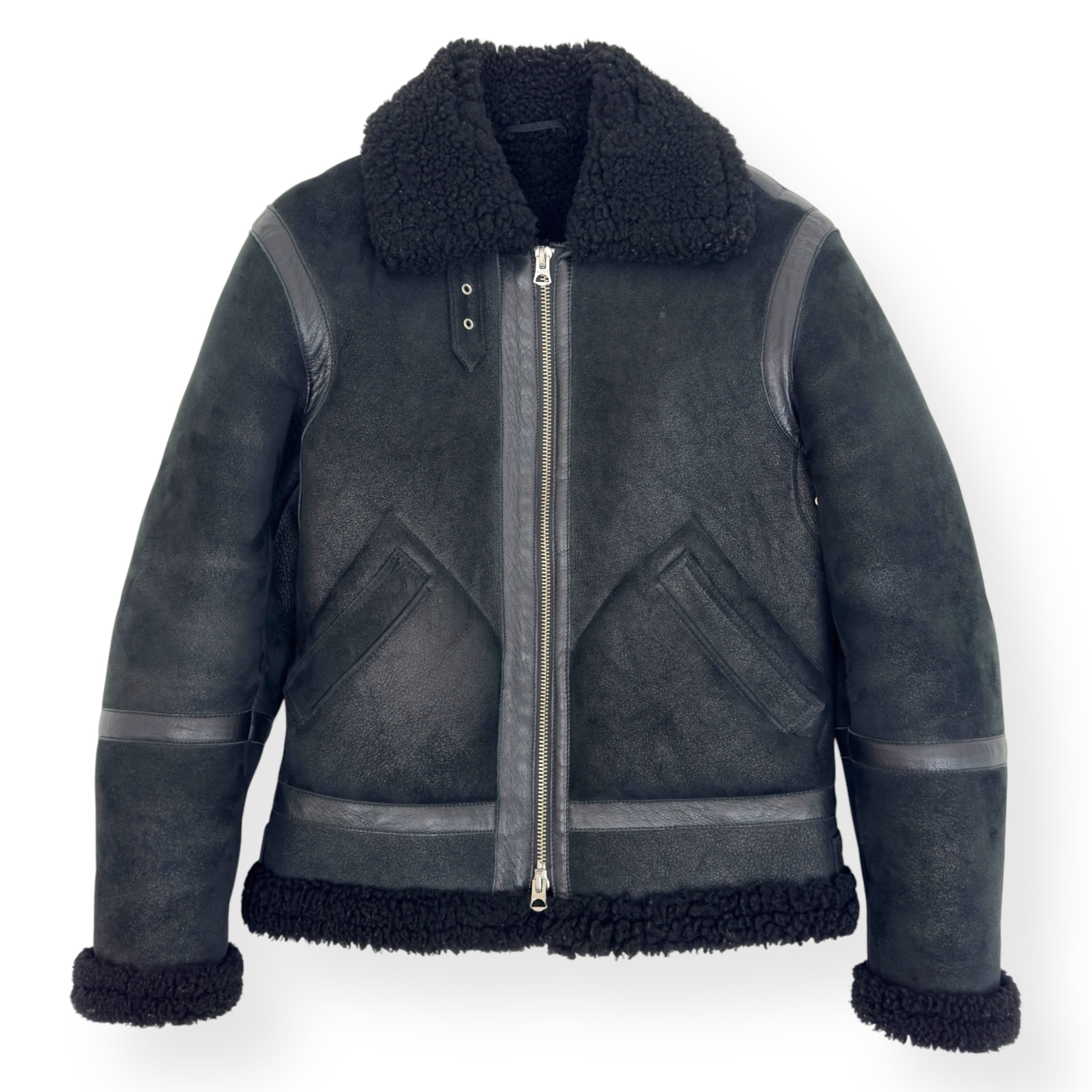 ACNE STUDIOS SHEARLING-LINED FULL-GRAIN LEATHER JACKET BLACK S