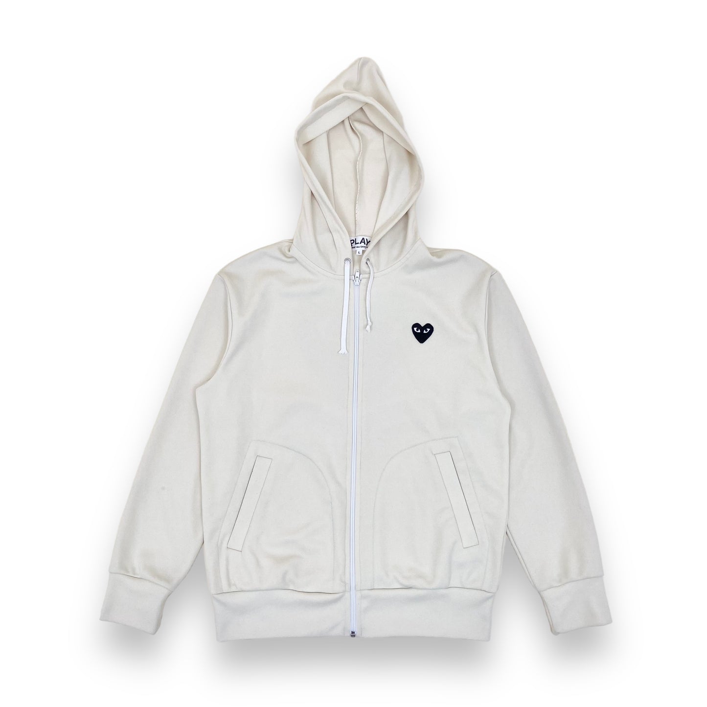 CDG PLAY ZIP UP HOODIE CREAM L