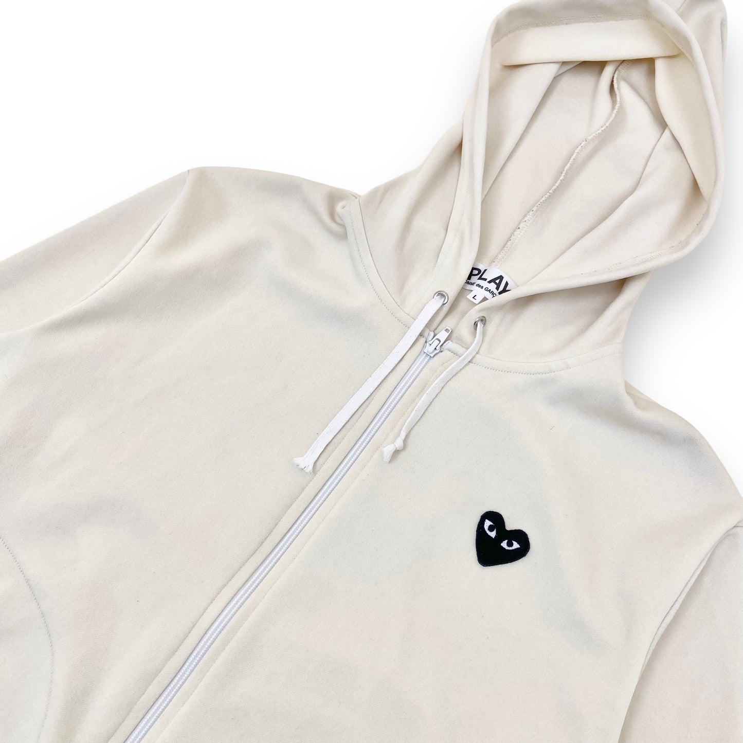 CDG PLAY ZIP UP HOODIE CREAM L