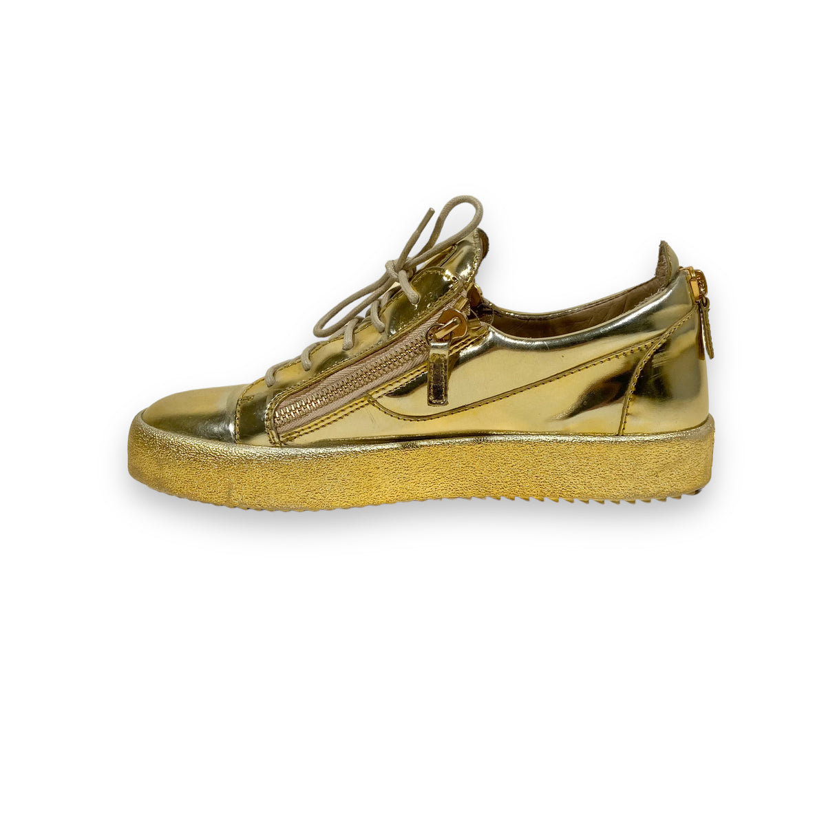 GIUSEPPE ZANOTTI LOW TOP SNEAKERS GOLD UK10