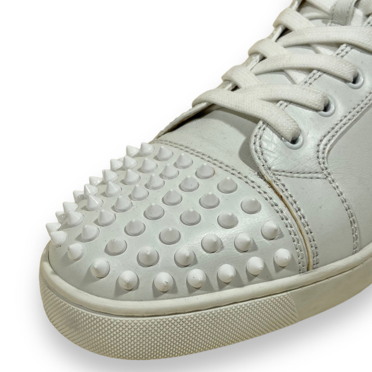 CHRISTIAN LOUBOUTIN SPIKE HIGH TOP SNEAKERS WHITE UK10.5