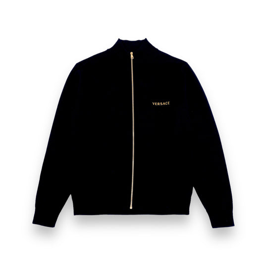 VERSACE WOOL ZIP-UP SWEATER BLACK M