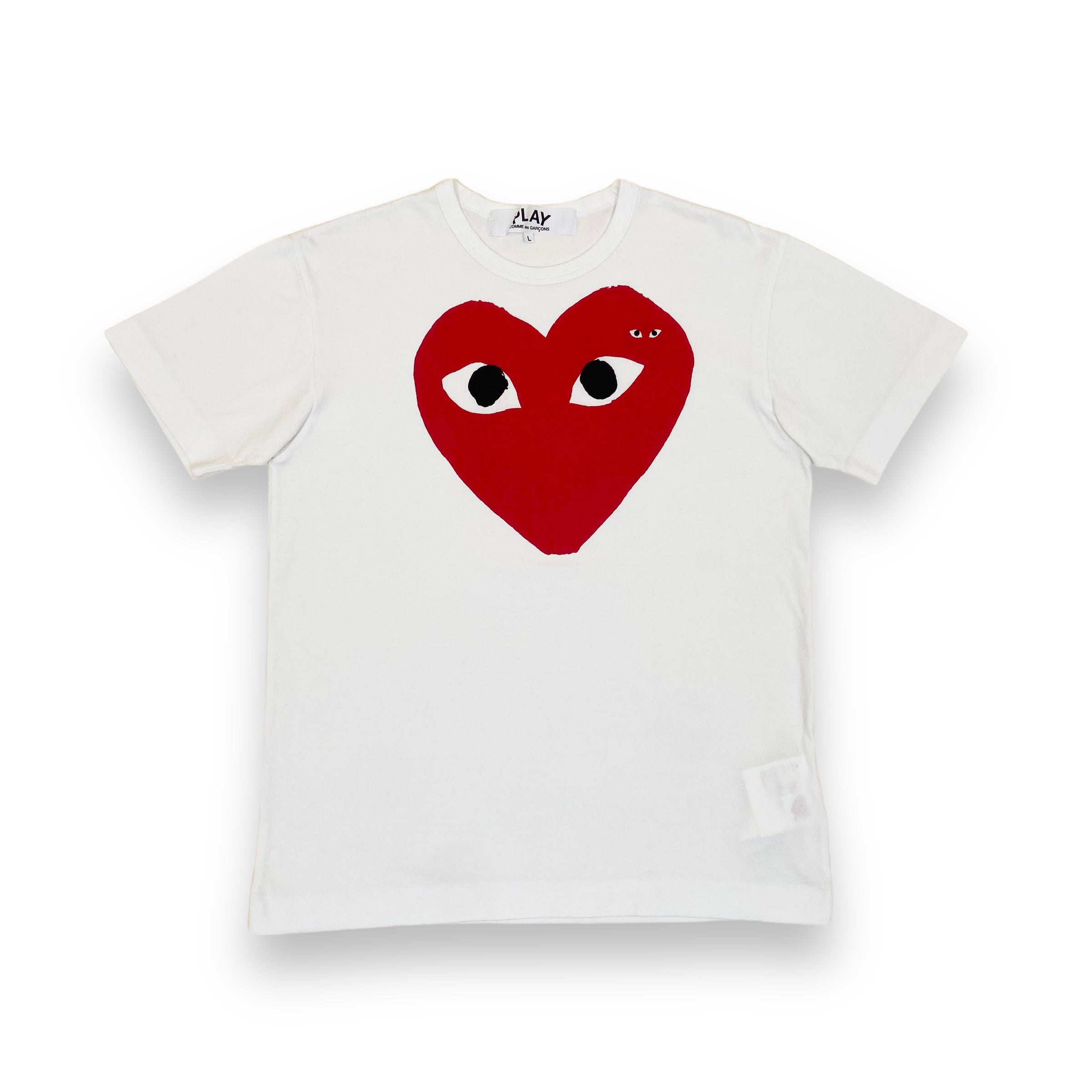 CDG PLAY HEART T-SHIRT WHITE L