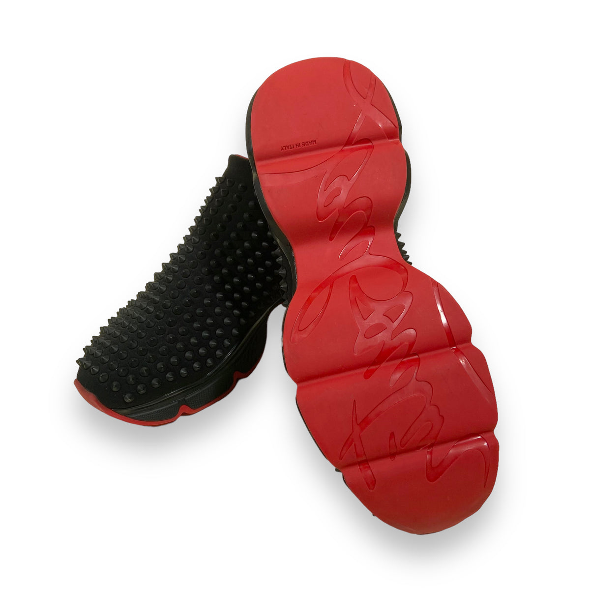 CHRISTIAN LOUBOUTIN DONNA SPIKE SOCK SNEAKERS BLACK UK6