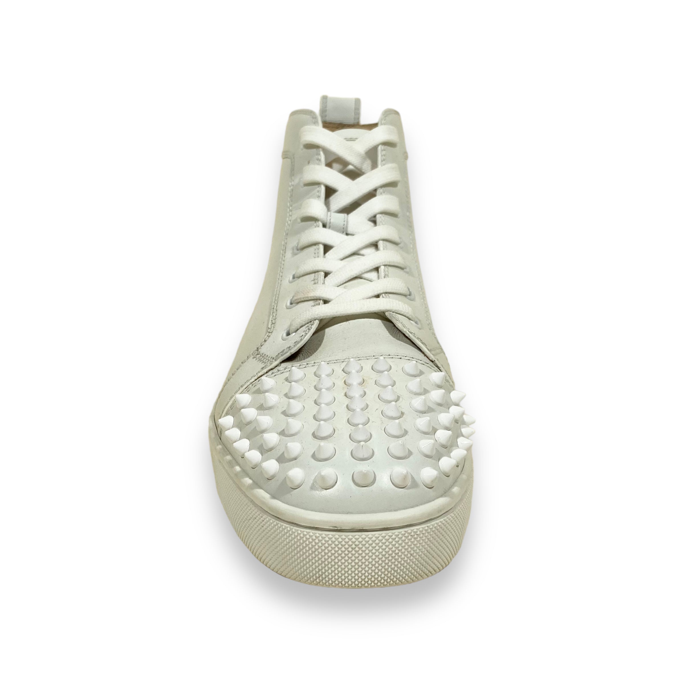 CHRISTIAN LOUBOUTIN SPIKE HIGH TOP SNEAKERS WHITE UK10.5