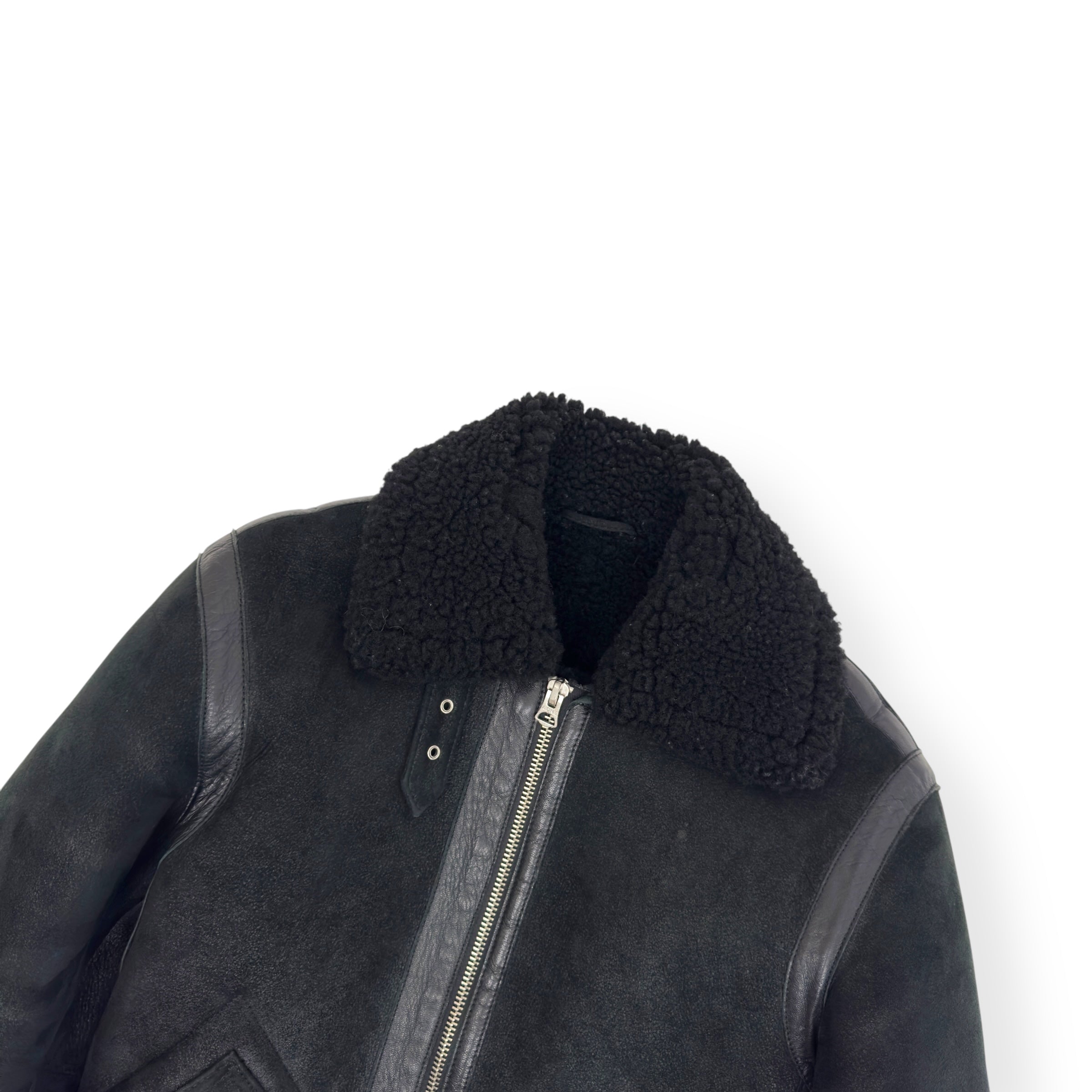 ACNE STUDIOS SHEARLING-LINED FULL-GRAIN LEATHER JACKET BLACK S